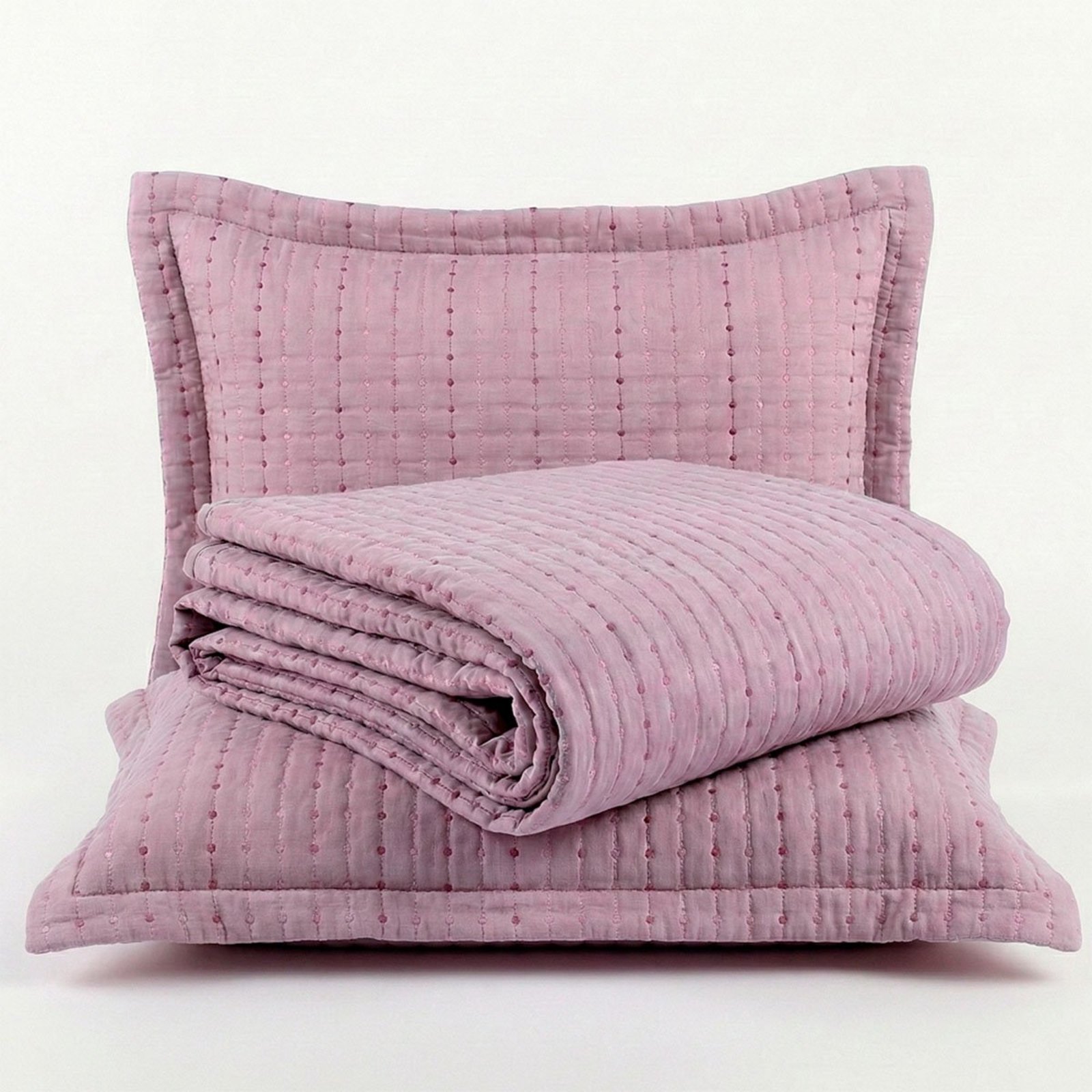 Kit Cobre Leito Bordare King 300 Fios Colcha Luxo Toque de Algodão 3 Peças Roxo Malva - 100% Poliéster