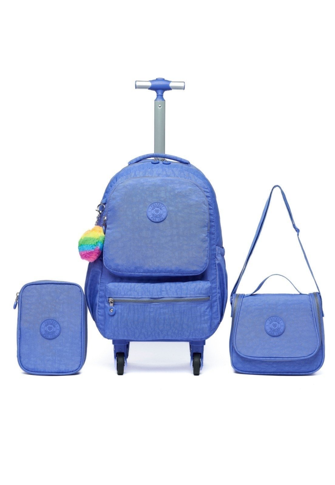 Kit Mochila Rodinhas Lancheira Estojo Escolar Perfect For You