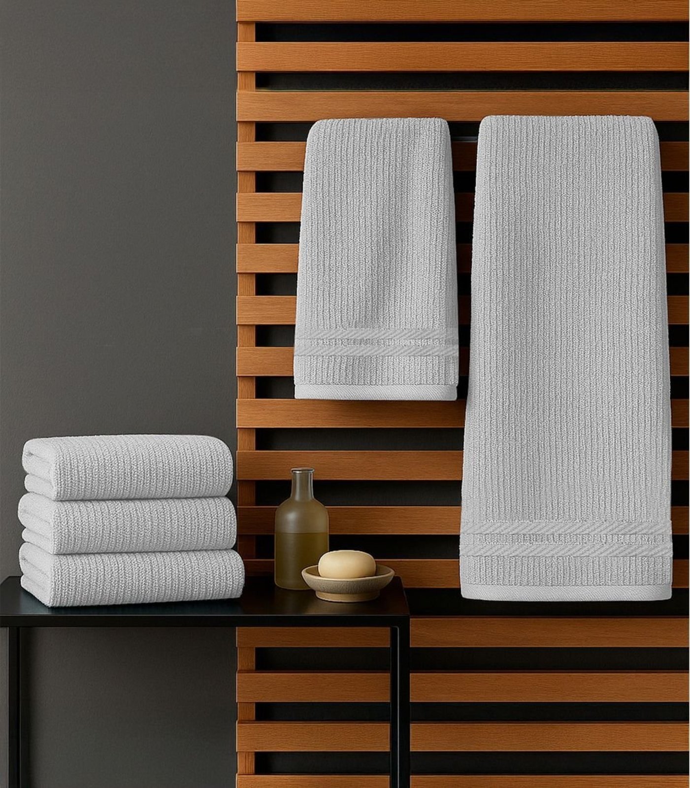 Kit Toalha De Rosto E Banho Algodão Rovitex Home Cinza