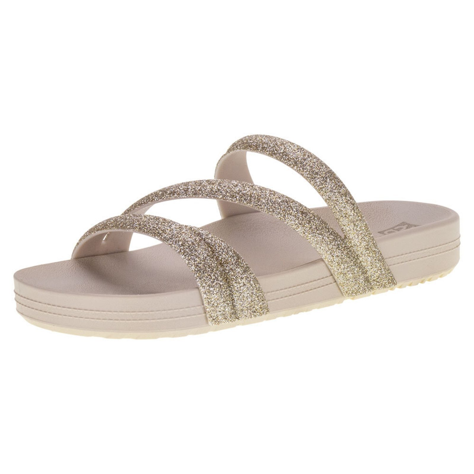 Sandália Feminina Flat Glitter Zaxy – 18956 3298956 Bege