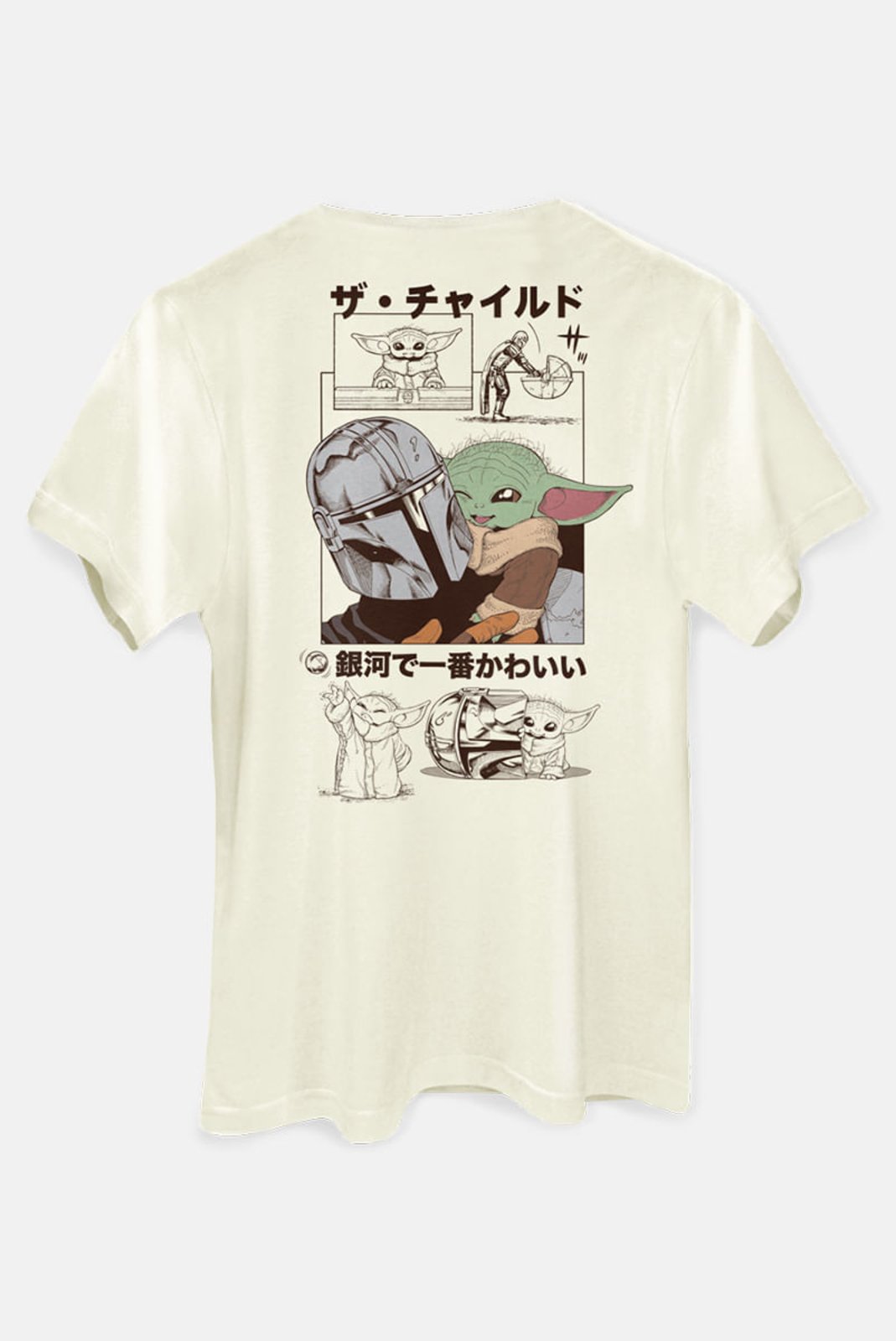 Vista 2 Camiseta Star Wars Baby Yoda E Din Djarin PITICAS off-white PITICAS off-white