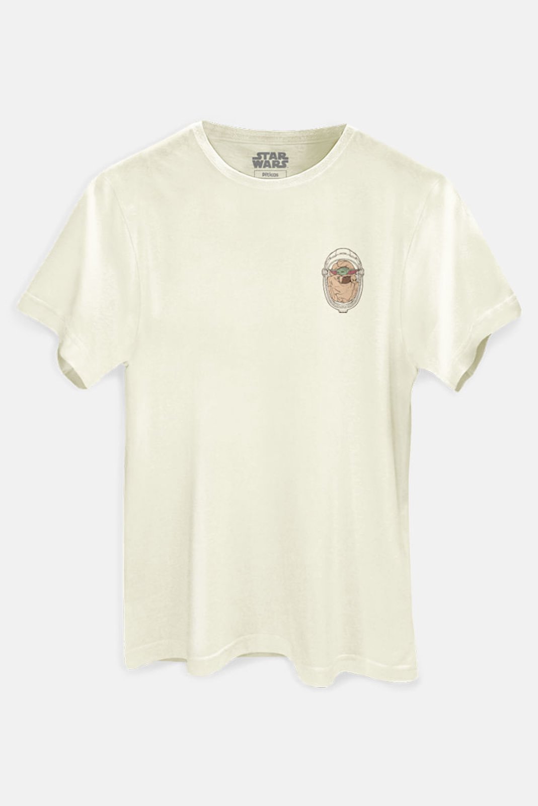 Vista 3 Camiseta Star Wars Baby Yoda E Din Djarin PITICAS off-white PITICAS off-white