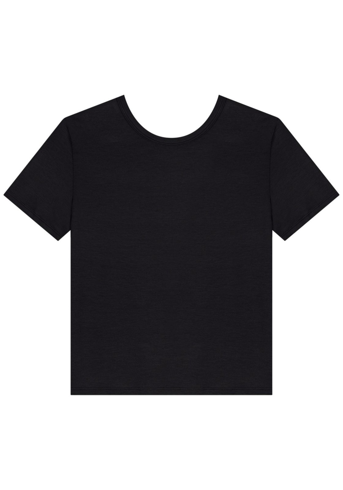 Blusa Básica De Mangas Curtas Em Malha Com Elastano
