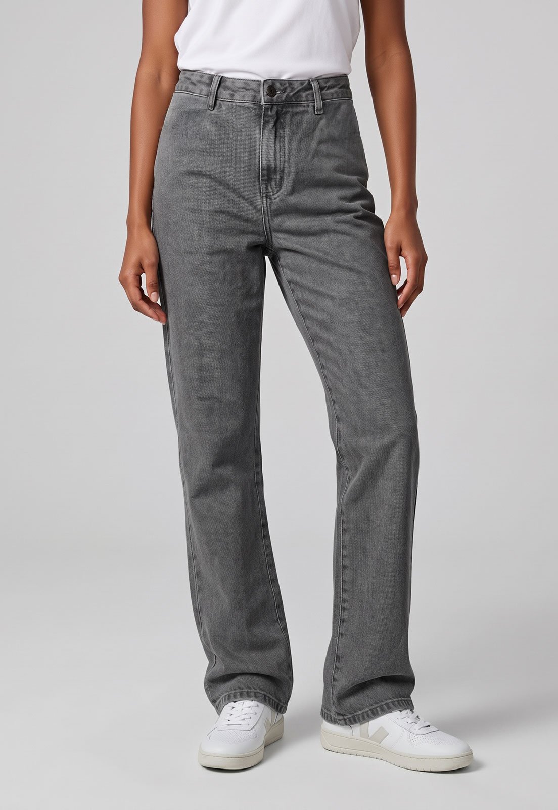 Calça Jeans Feminina Lez a Lez Reta Cinza