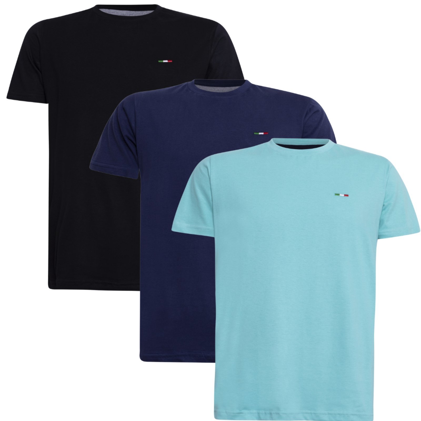 Kit 3 Camisetas Itália Alta Costura Preto Azul Marinho Azul Multicolorido