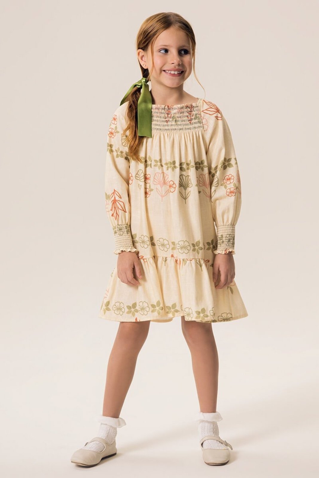 Infantil - Vestido Bugbee em Tecido Rustico Estampado