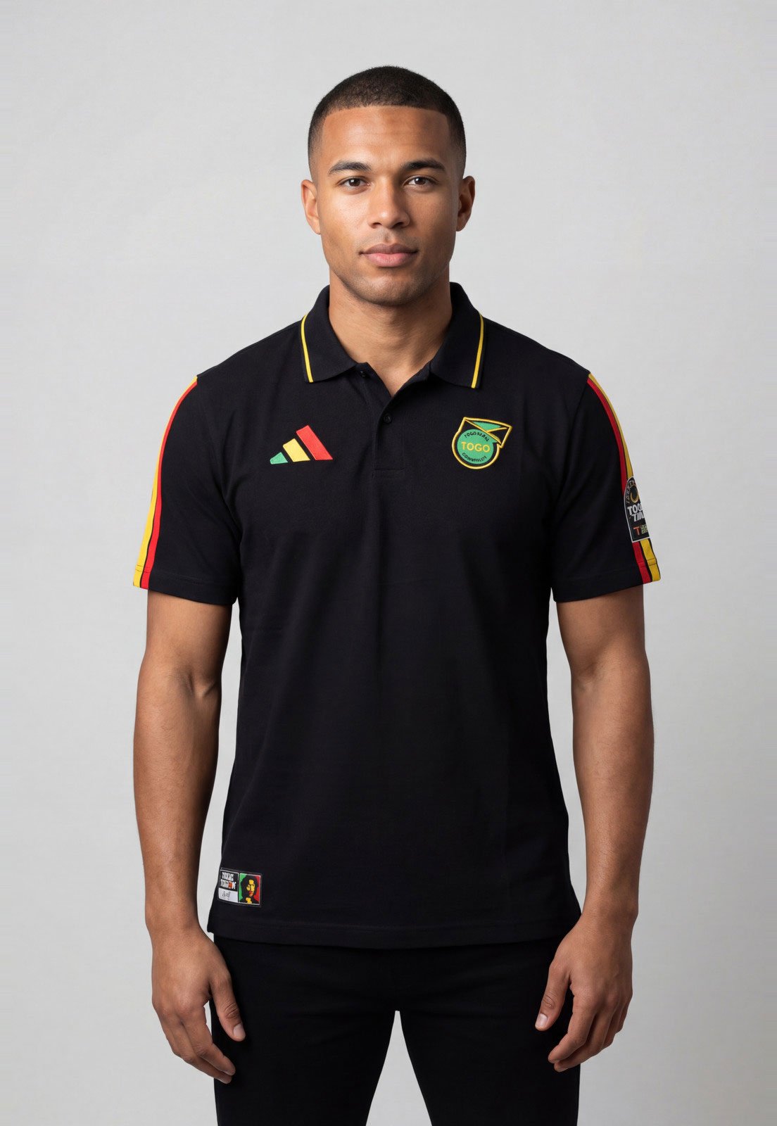Camisa Polo Masculina adidas Performance Jamaica x Bob Marley DNA Preta