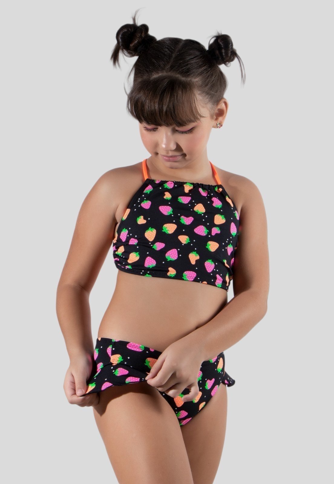 Biquíni WLS Modas Moda Praia Verão Cropped Estampado Preto
