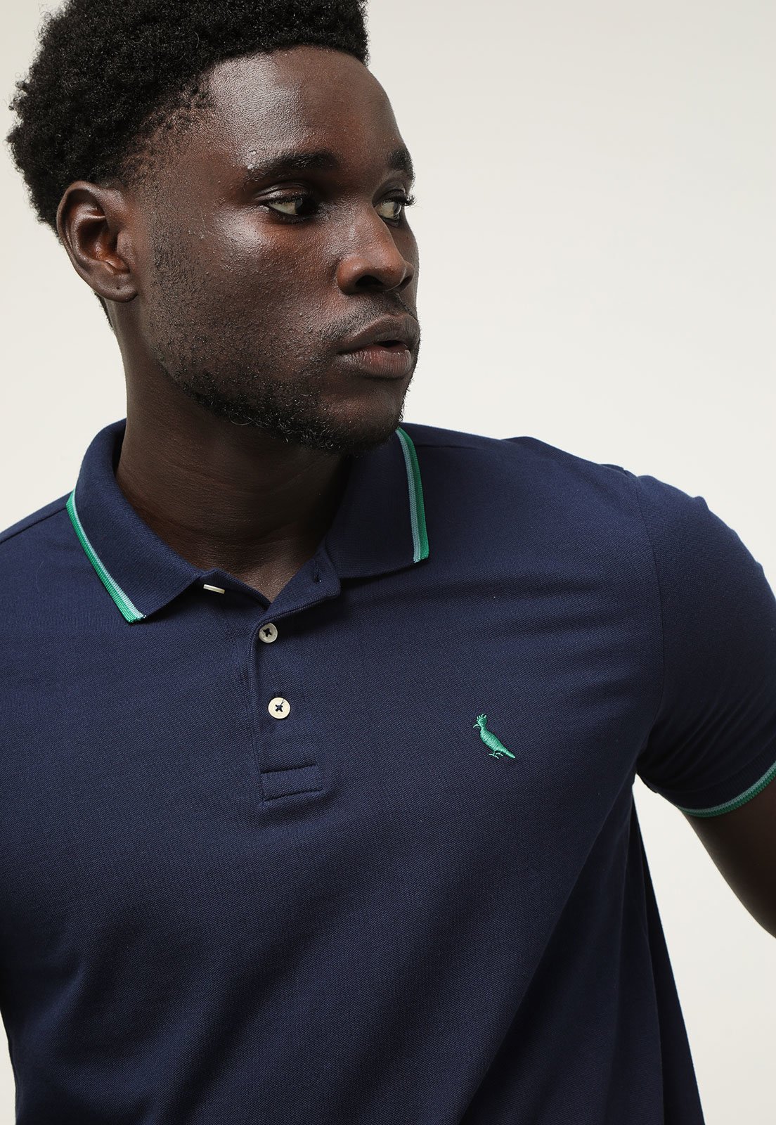 Camisa Polo Reserva Reta Friso Duplo Azul-Marinho