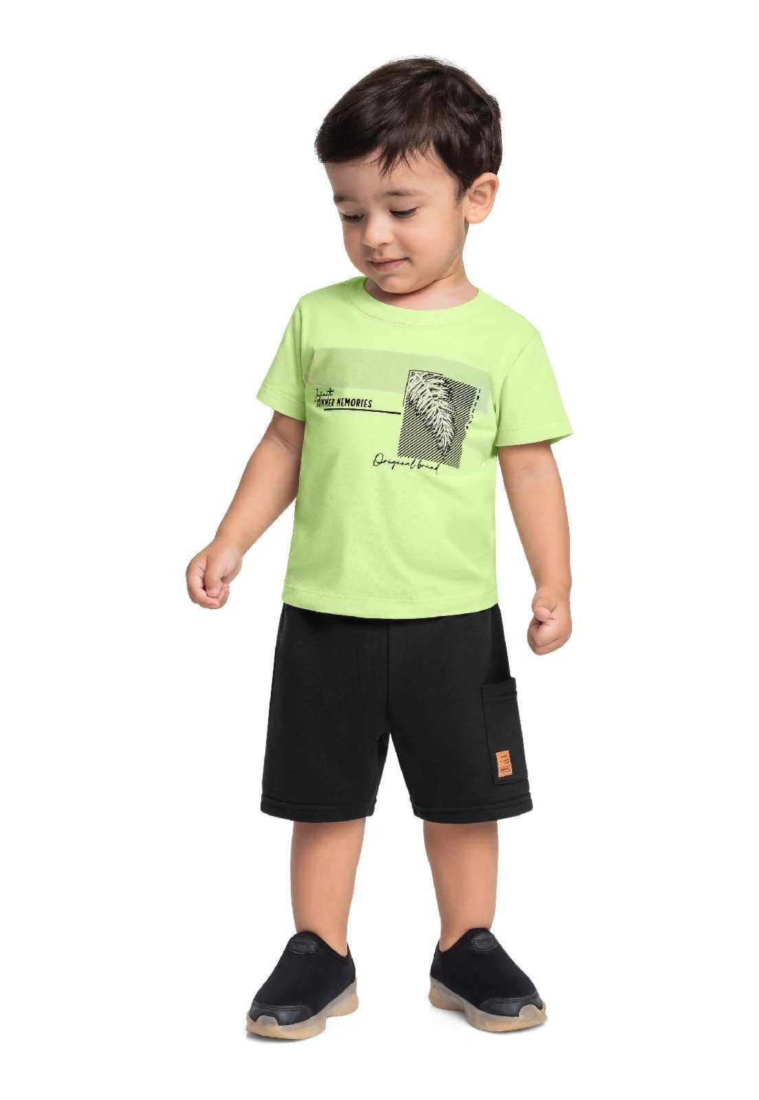 Vista 2 Infantil - Conjunto Camiseta Tropical Bermuda Bee Loop bege Bee Loop bege