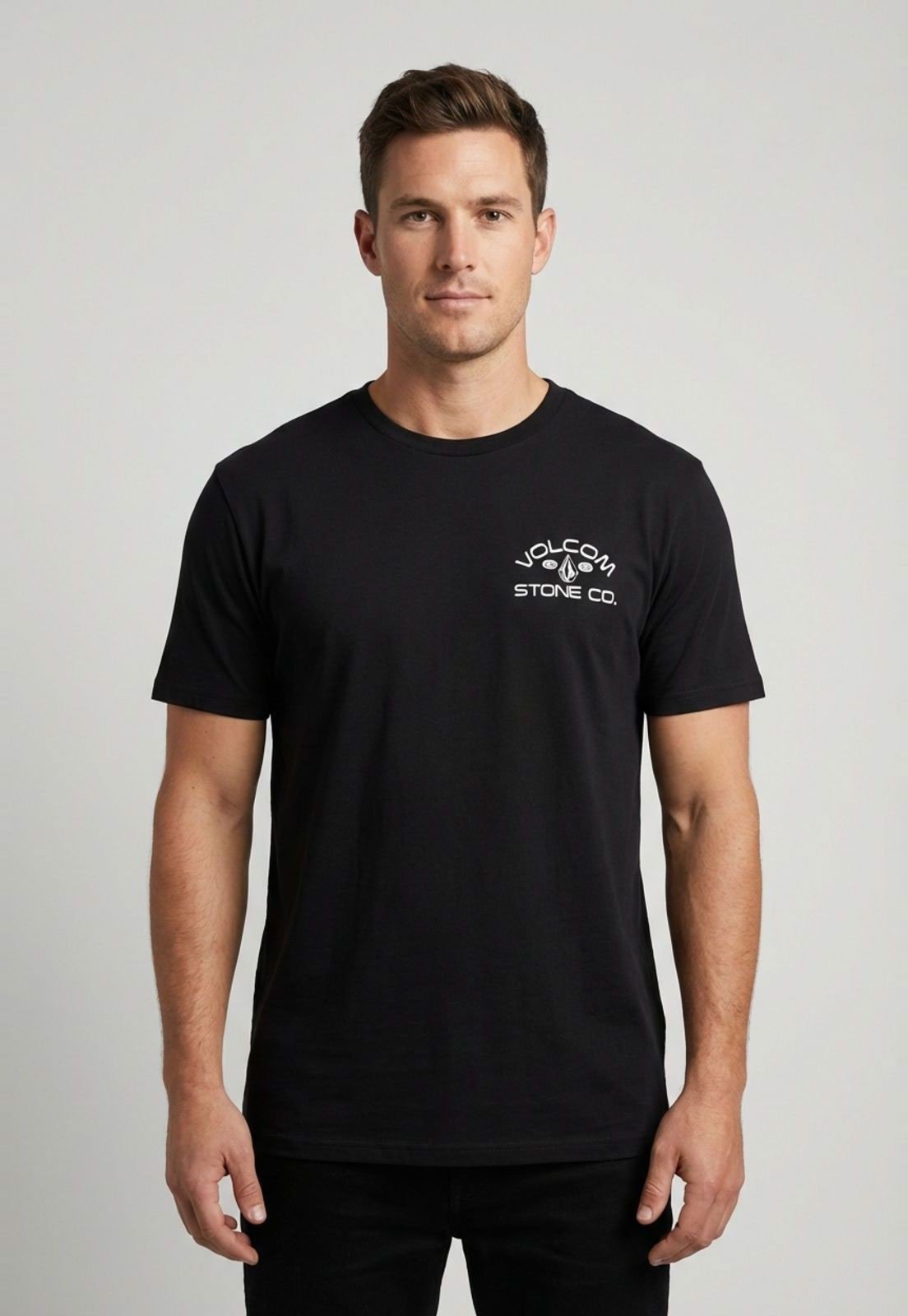 Vista 2 Camiseta Masculina Volcom Silk Always Preta preto Volcom preto