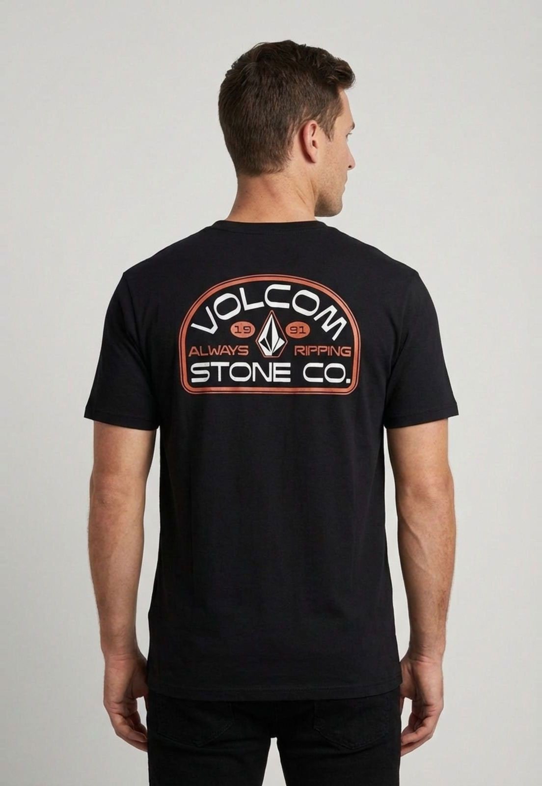 Vista 3 Camiseta Masculina Volcom Silk Always Preta preto Volcom preto