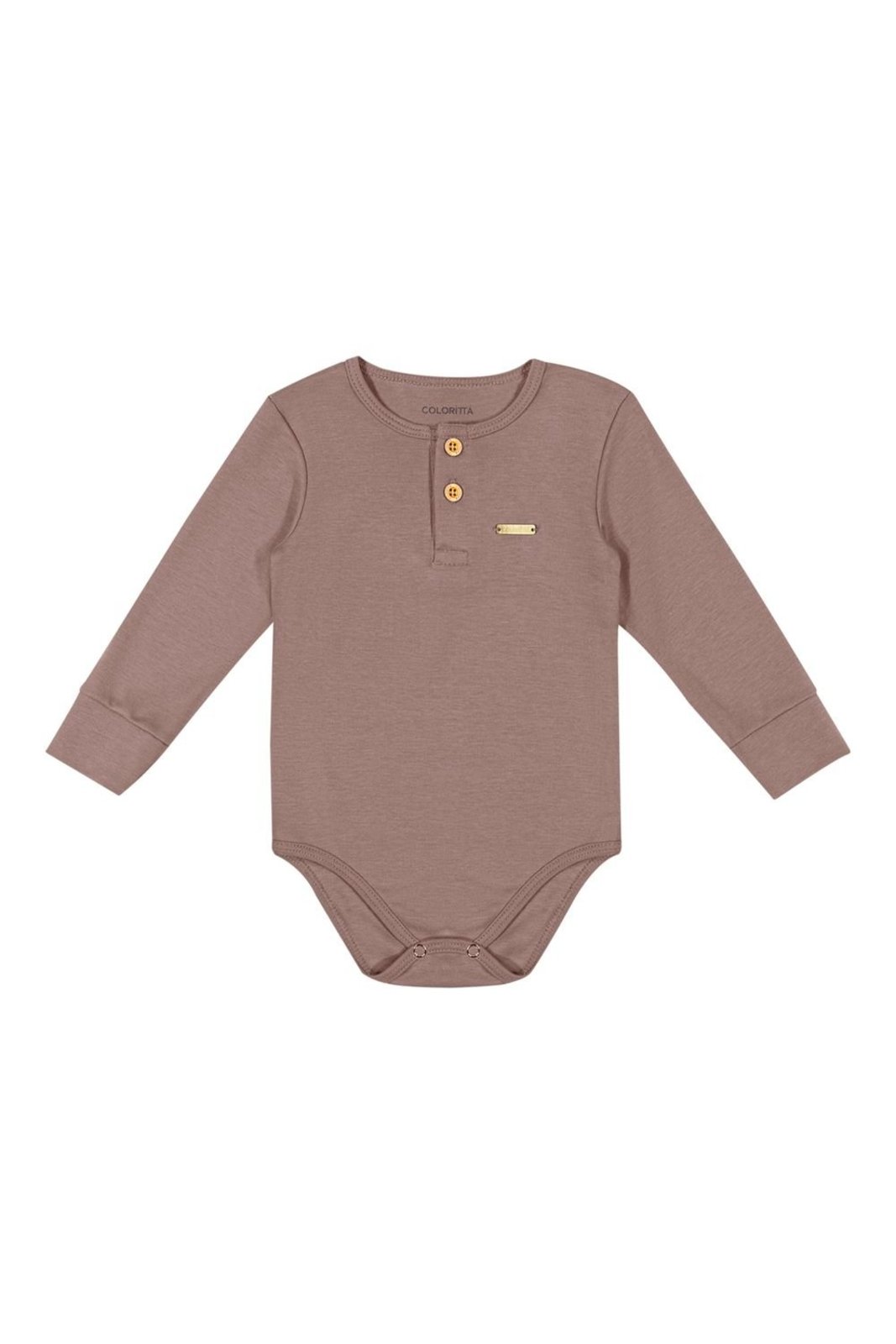 Infantil - Body Longo Menino Com Botões Colorittá Marrom