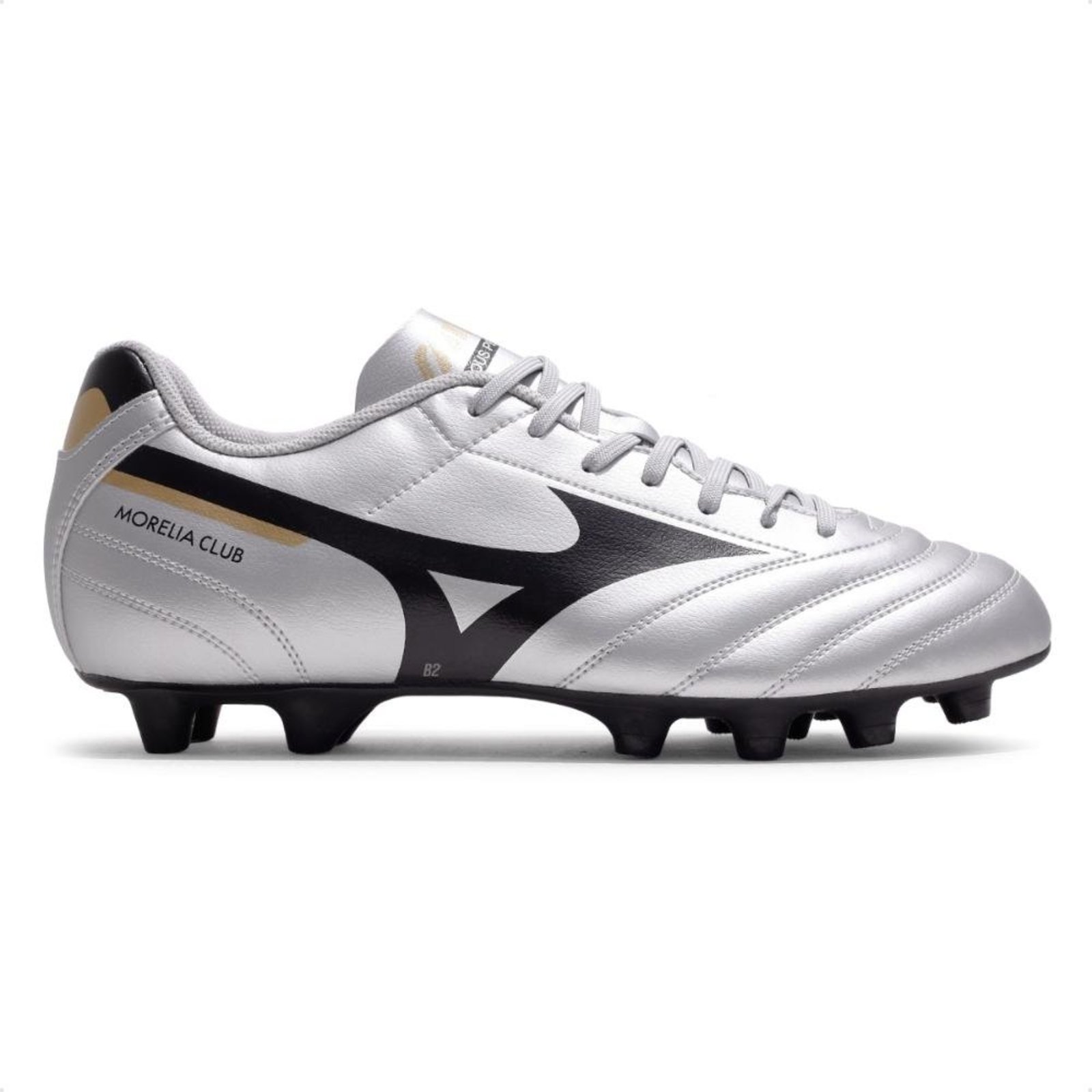 Chuteira Campo Mizuno Morelia Club MD Masculina Prata