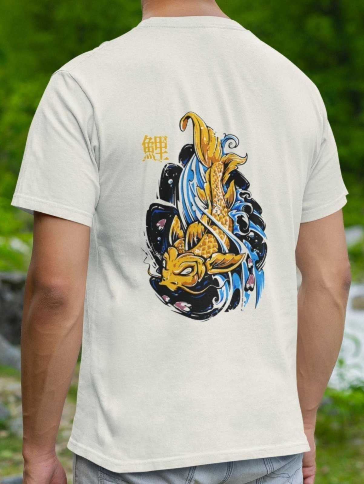 Vista 3 Camiseta Básica Masculina GuGi Carpa Japonesa Off White off-white white Gugi off-white white