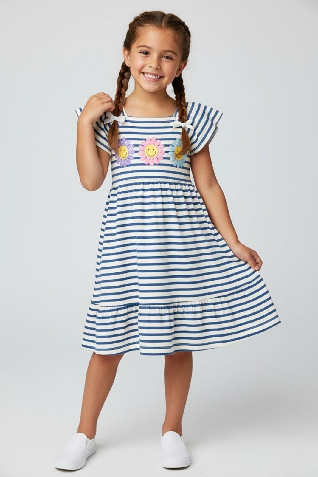 Infantil - Vestido Bem Vestir Feminino Listrado - Off White