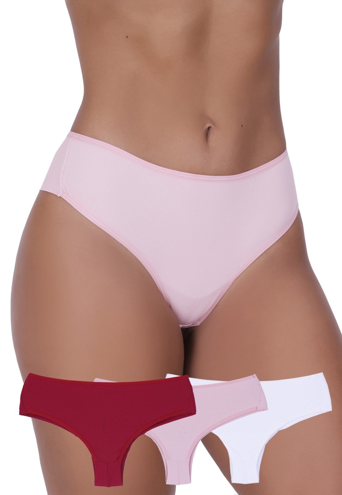 Kit 3 Calcinhas Casual Canelada Concept Lingerie Multicolorido