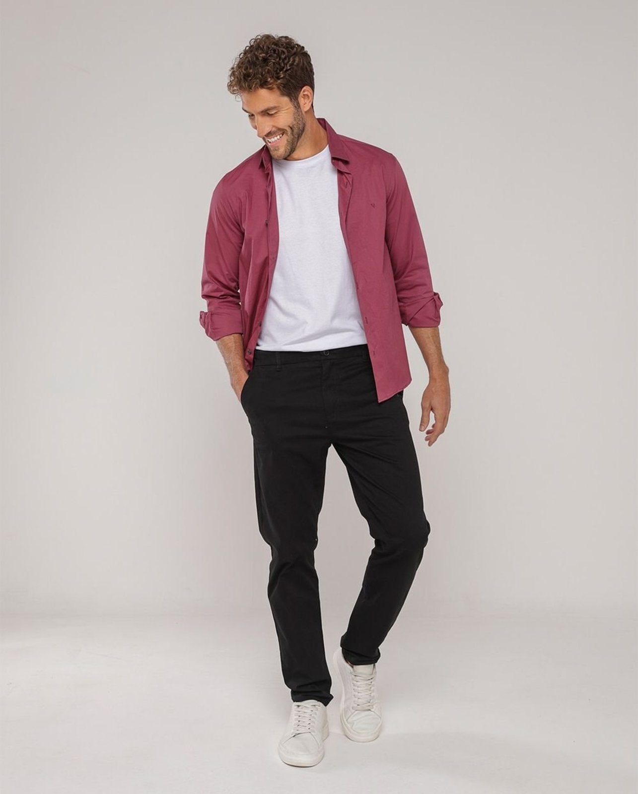 Calça Chino Masculina Elástico No Cós 11010 Preto Consciência