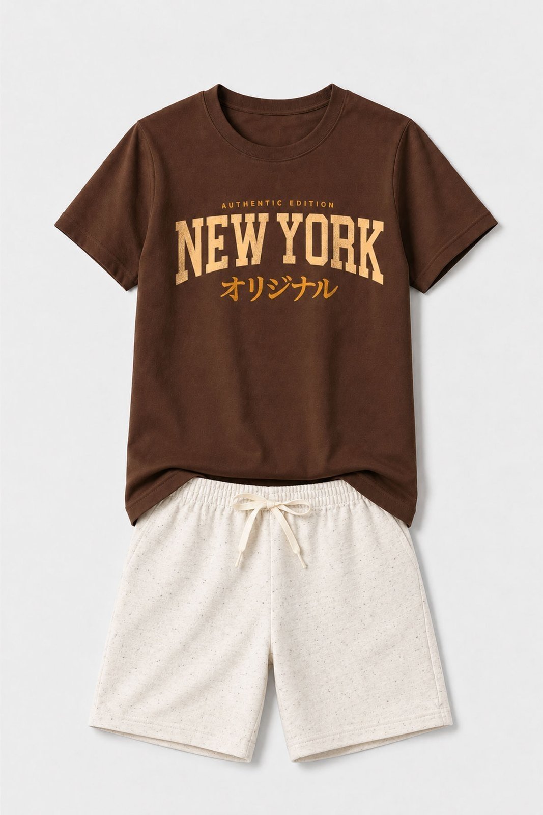 Infantil - Conjunto Masculina Algodão New York Marrom - Babei no Look