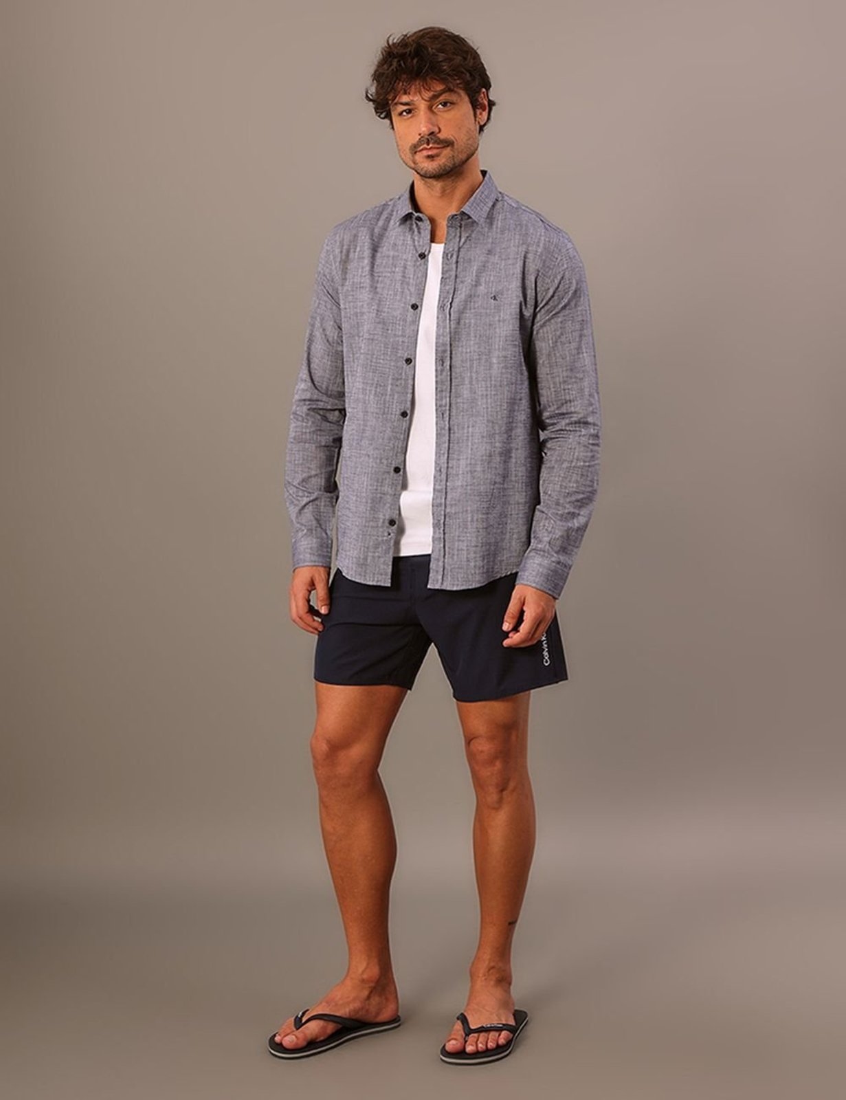 Bermuda D'Água Cós Bicolor - Marinho Calvin Klein Jeans