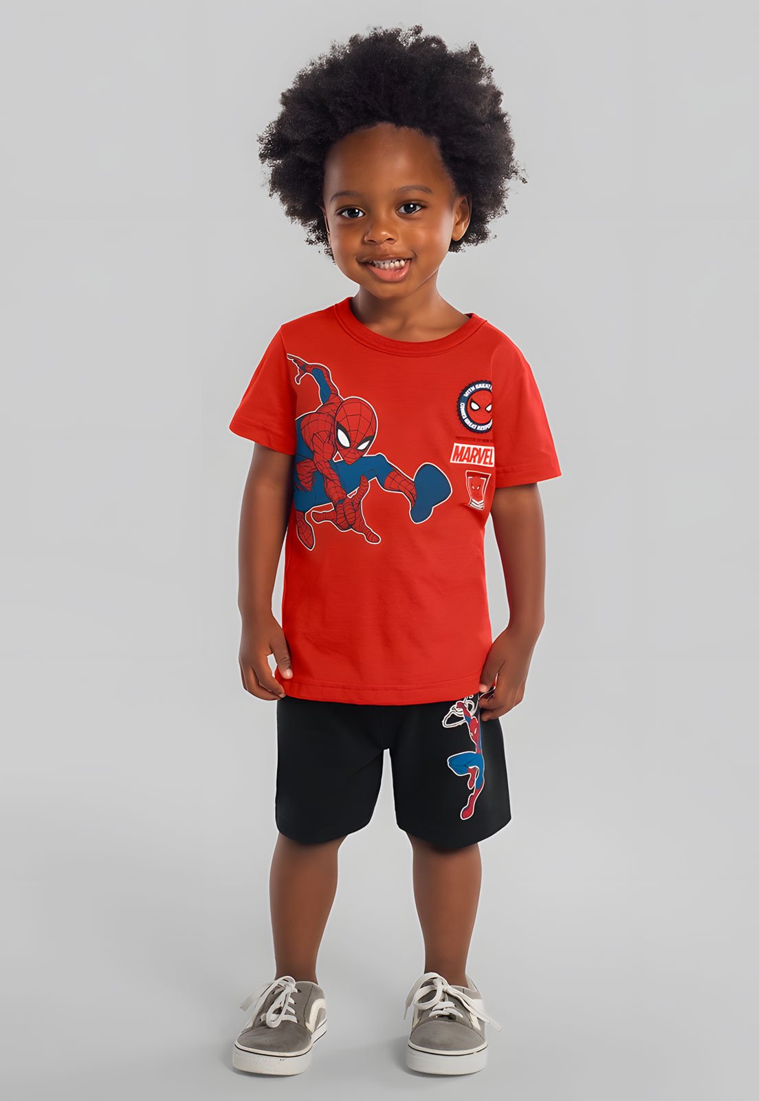 Conjunto Curto Brandili Homem-Aranha Vermelho