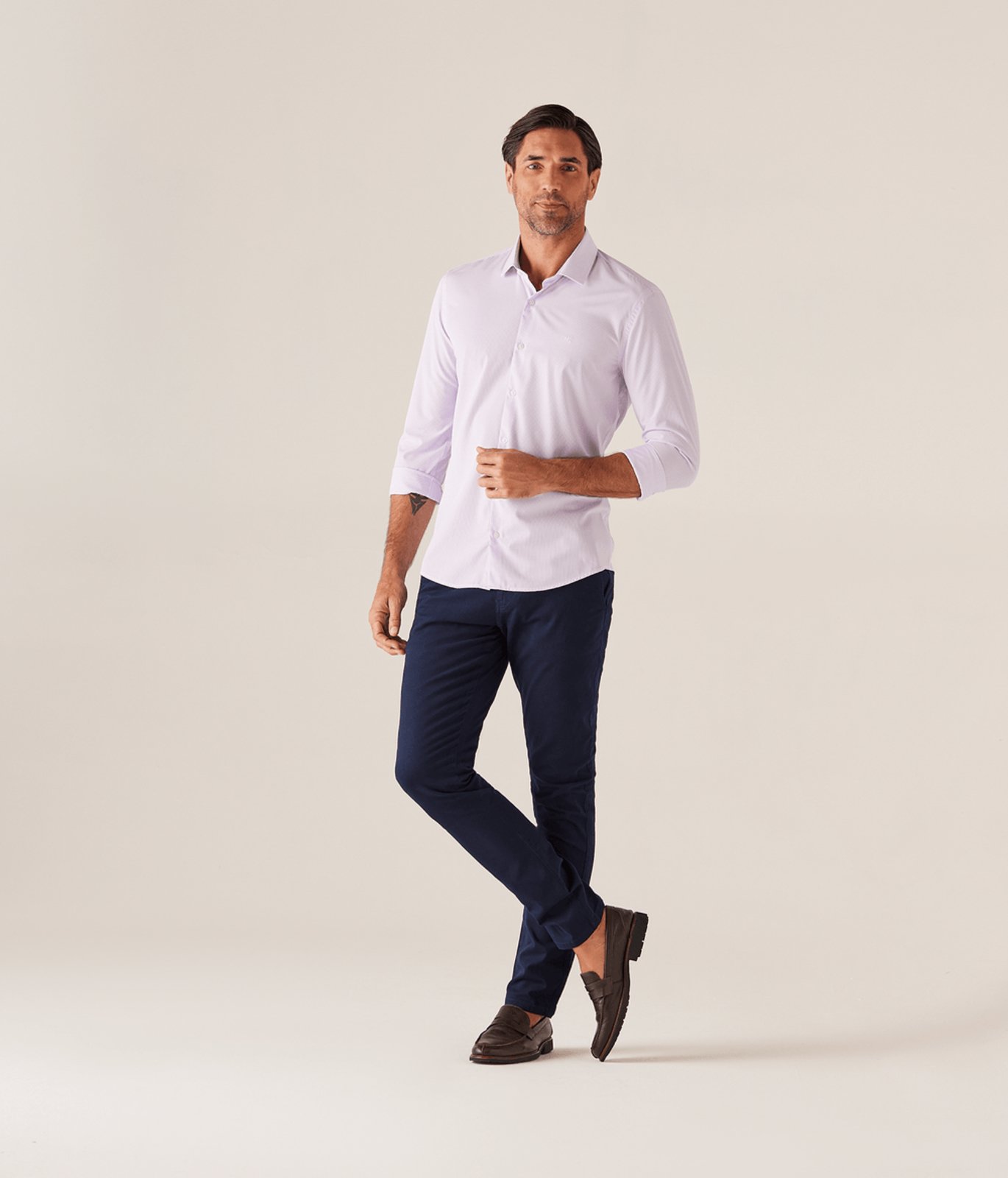 Calca Sarja Chino Bolso-Faca Masculina Azul Marinho