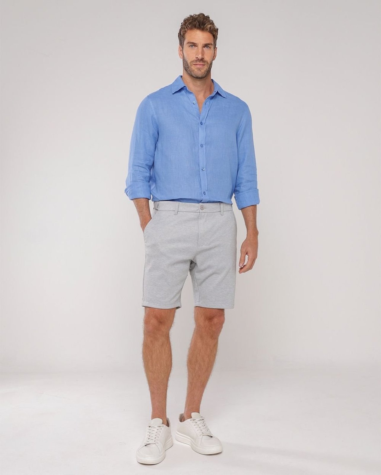 Bermuda Alfaiataria Masculina Moletinho 11150 Cinza Consciência
