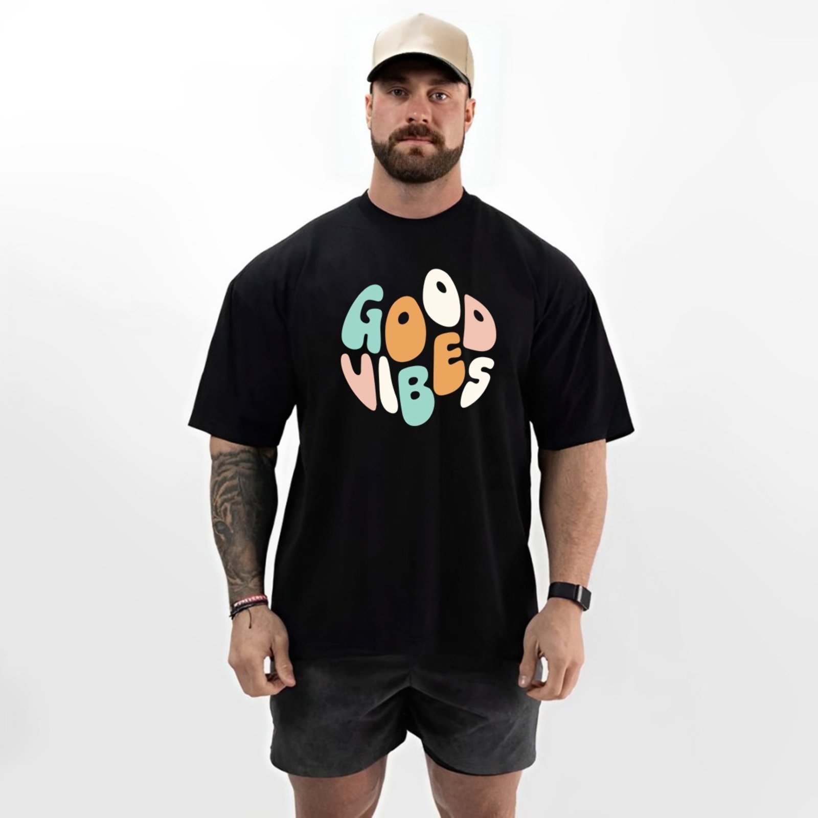 Camiseta Oversized Over Masculina Algodão Academia Preto