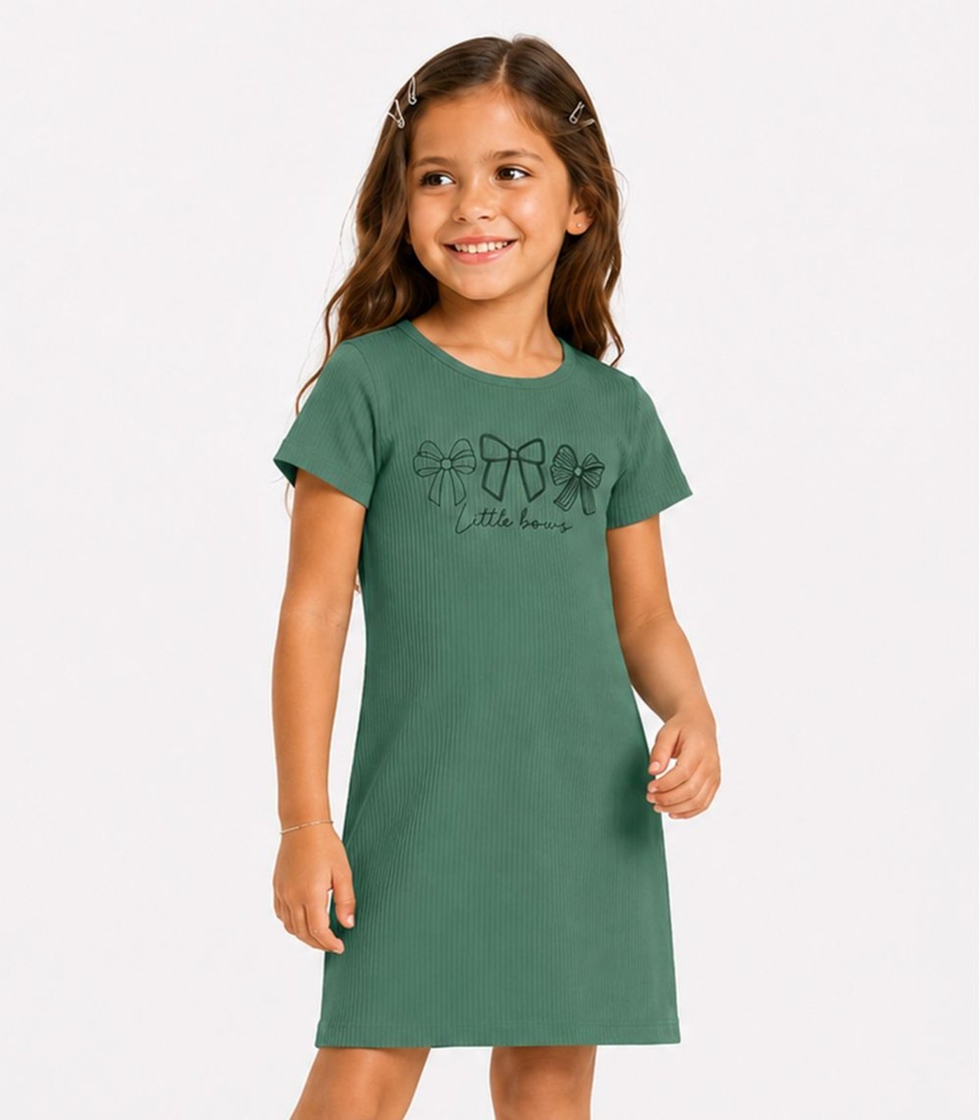 Infantil - Vestido Ribana Canelada E Estampa Select Verde