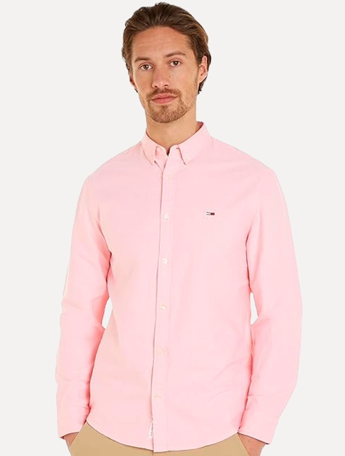 Camisa Tommy Jeans Masculina Regular Entry Oxford Rosa