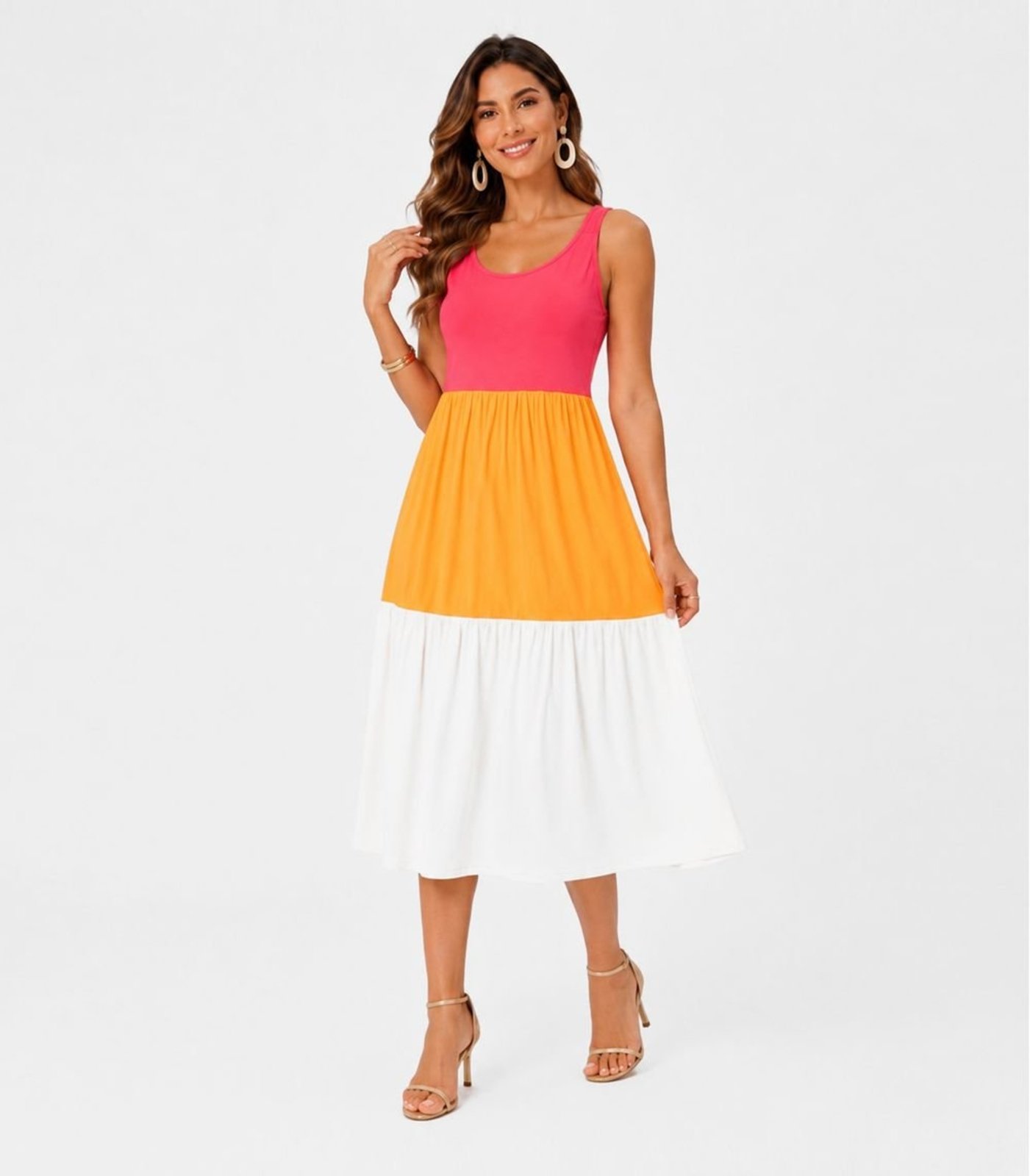 Vestido Midi Feminino Em Visco Premiere Rovitex Rosa