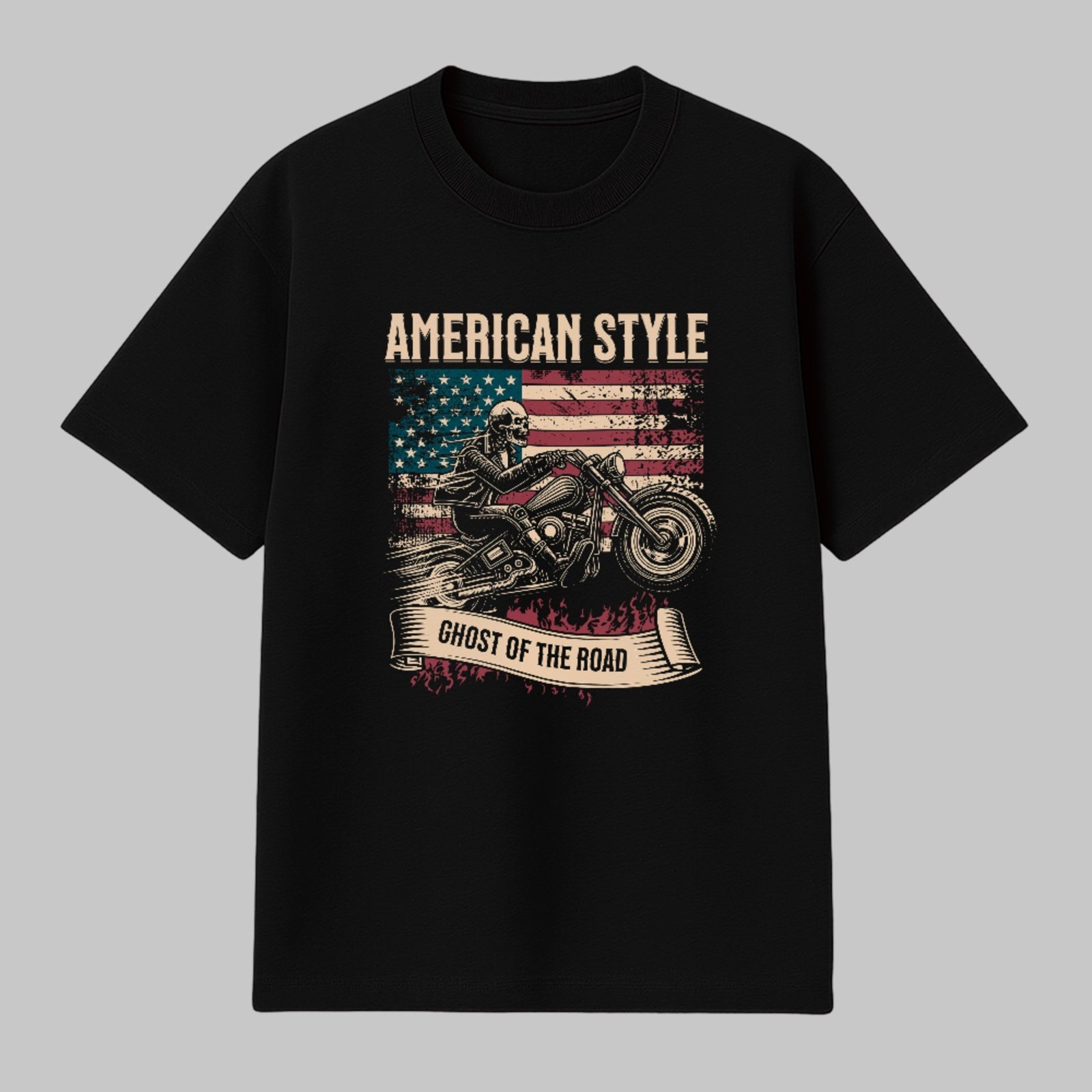 Camiseta Básica American Style Moto Vintage Unissex Preto