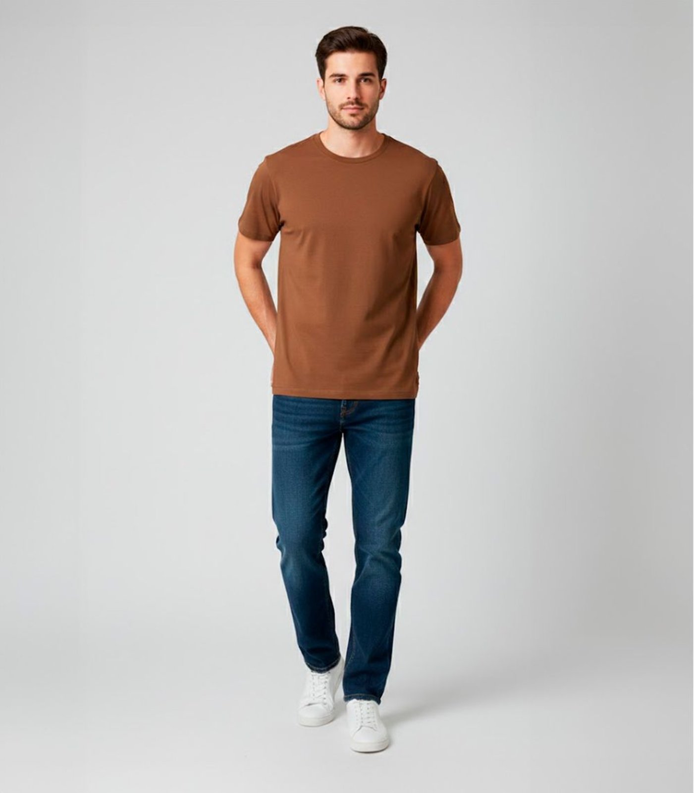 Camiseta Masculina Básica Com Gola Redonda Rovitex Marrom