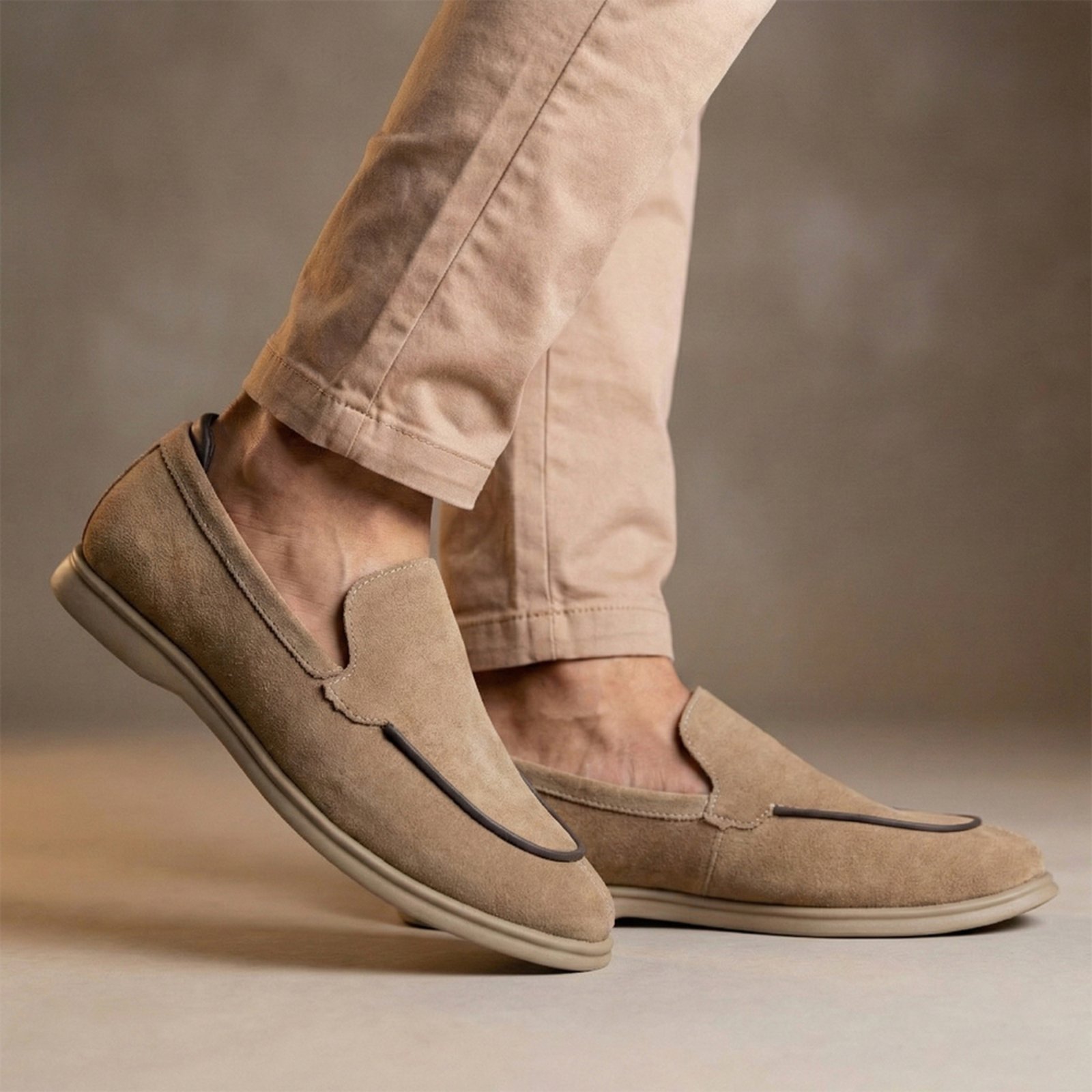Sapato Em Couro Loafer Masculino Belgravia Easy Fit Conforto Bege