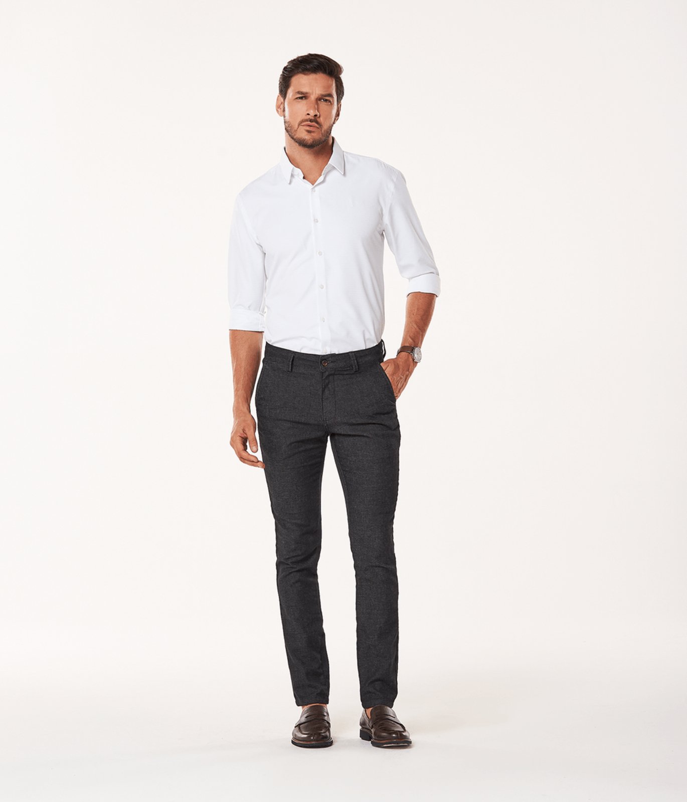 Calça Chino Bolso-Faca E Bolso Embutido Costas Masculina Black