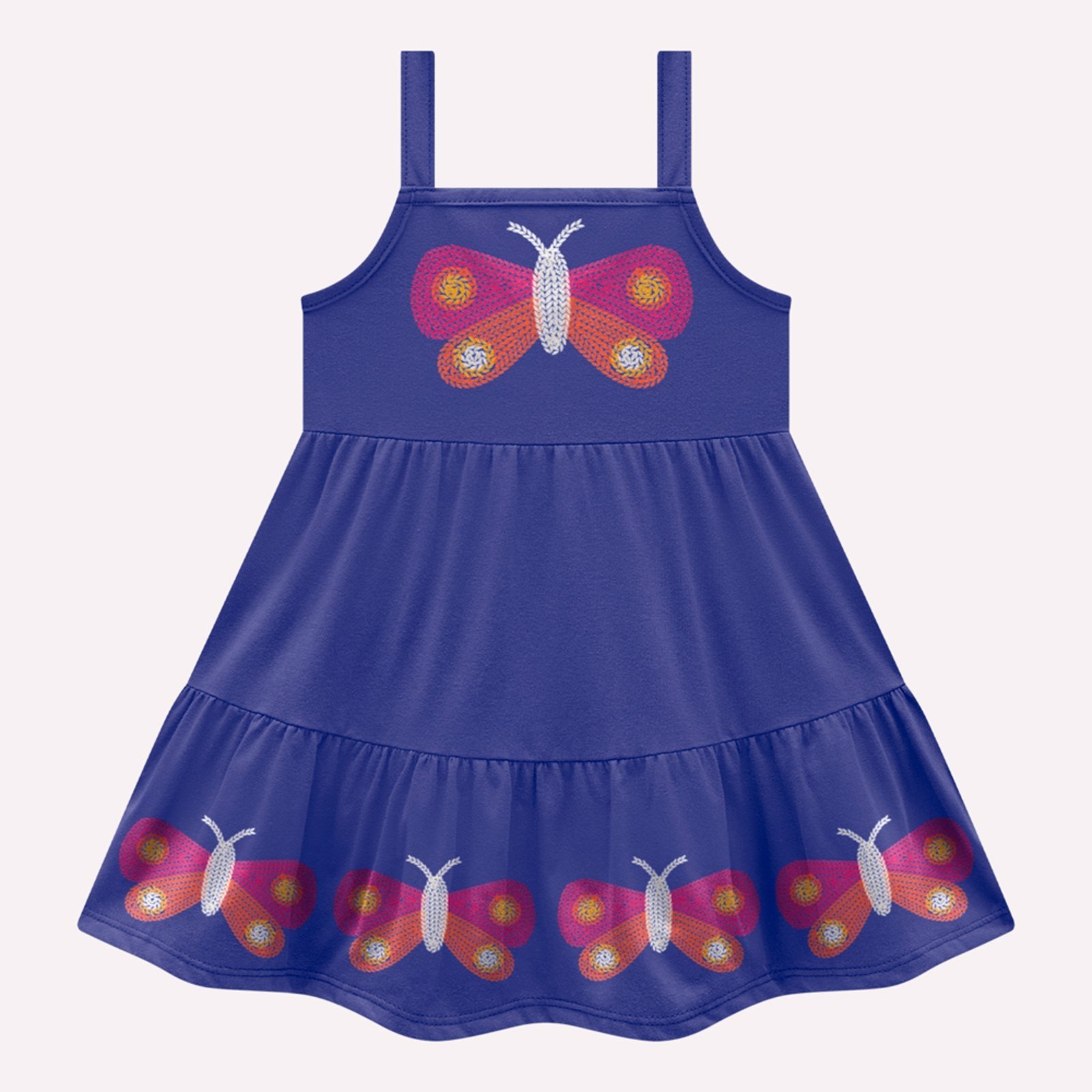 Vista 3 Infantil - Vestido Menina Borboletas Kyly preto Kyly preto