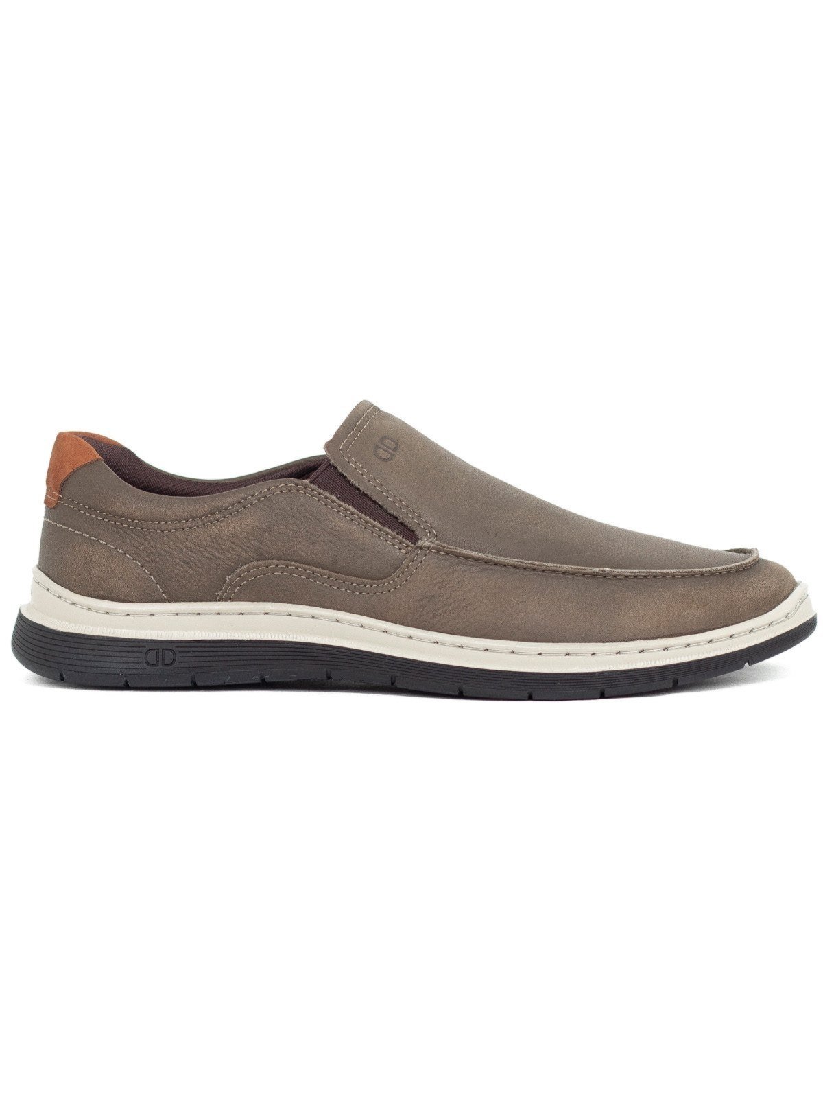 Sapato Masculino Slip On Democrata Easy Leave Couro Elástico Confortável Cinza Smoke