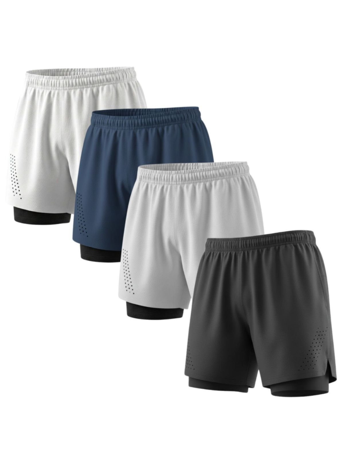 Kit 4 Bermuda 2 em 1 Compressão Esporte Masculino Academia Bolso Celular Treino Poliéster Tactel Corrida