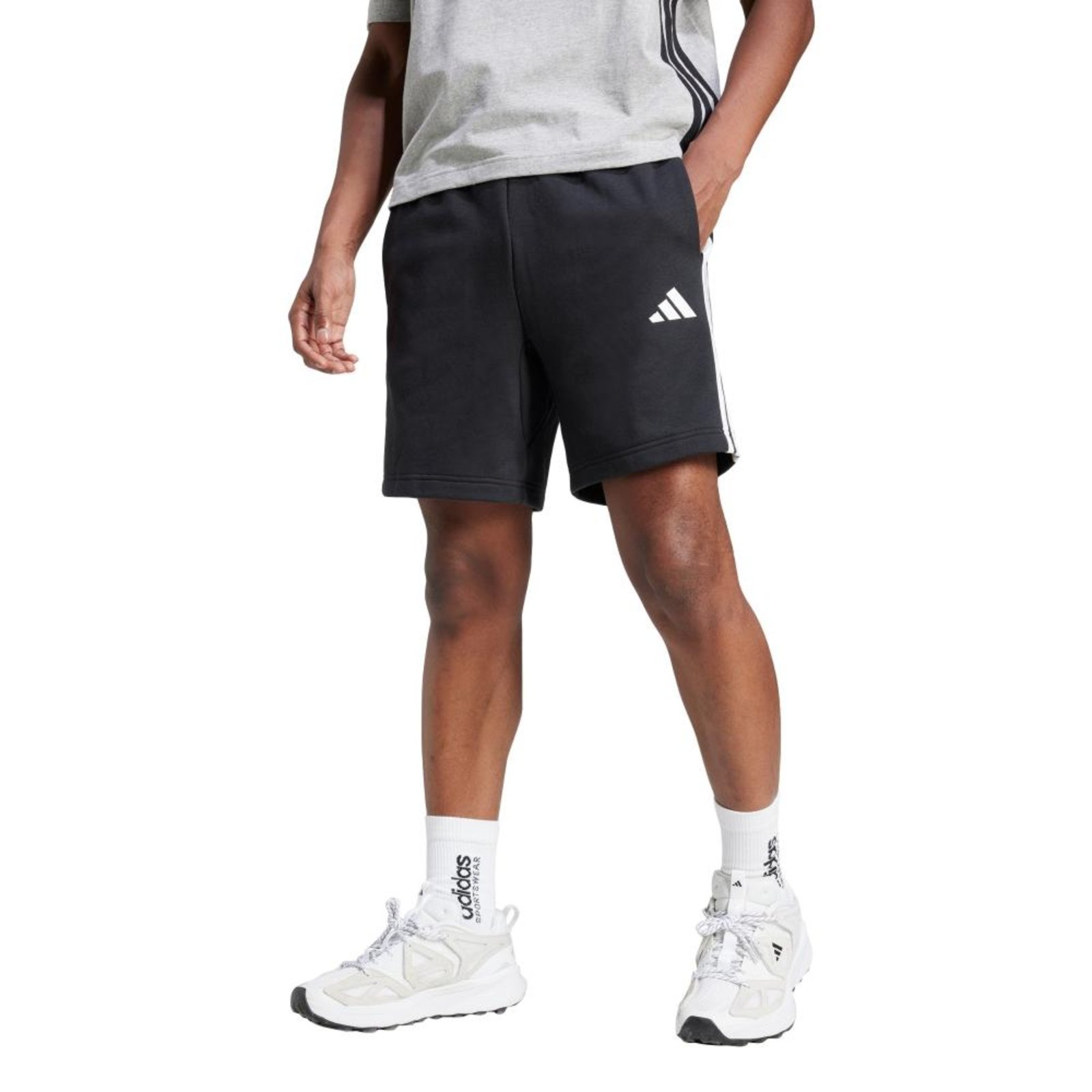 Shorts Moletinho Essentials Três Listras Preto