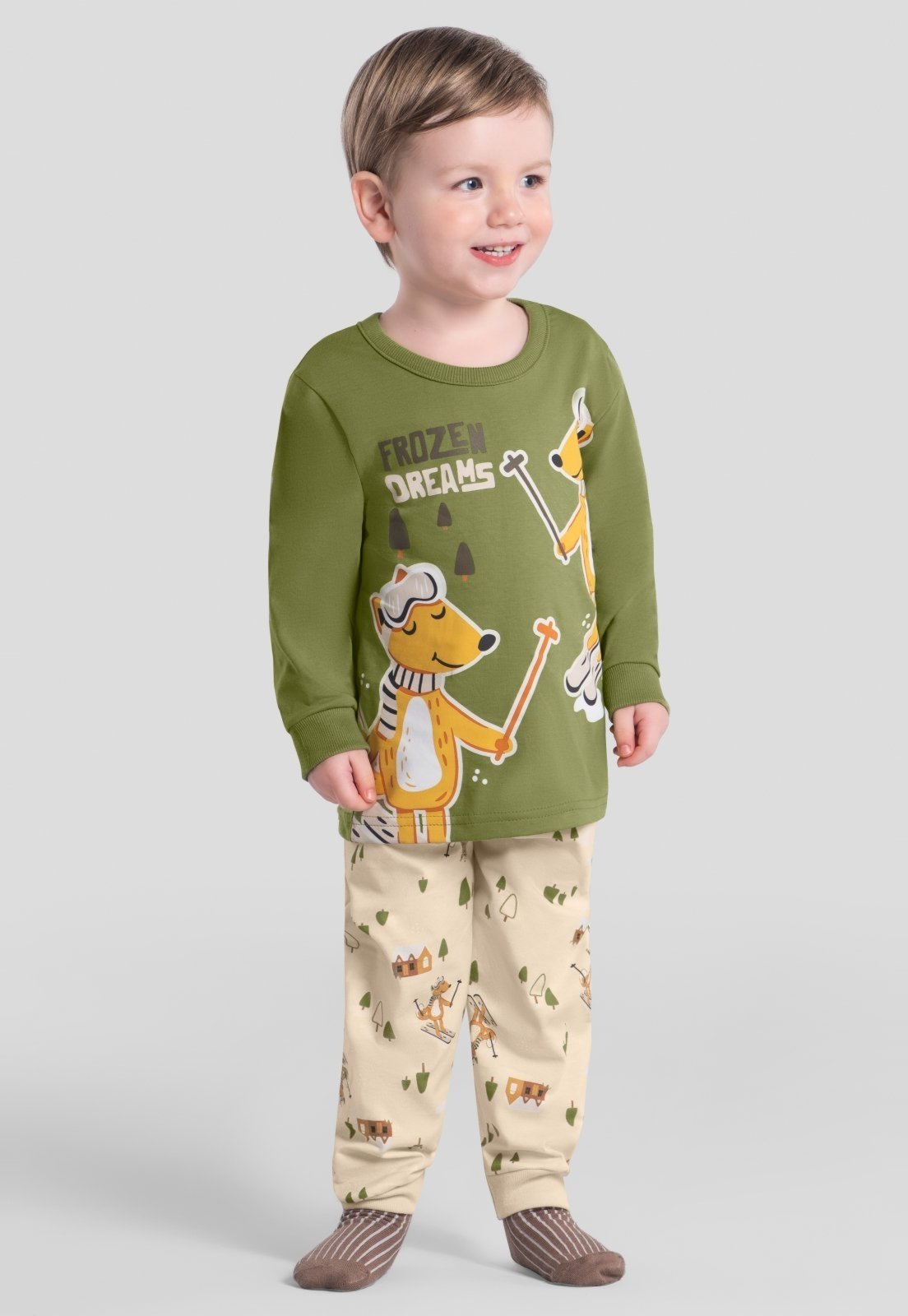 Infantil - Pijama menino animais brilha no escuro Brandili