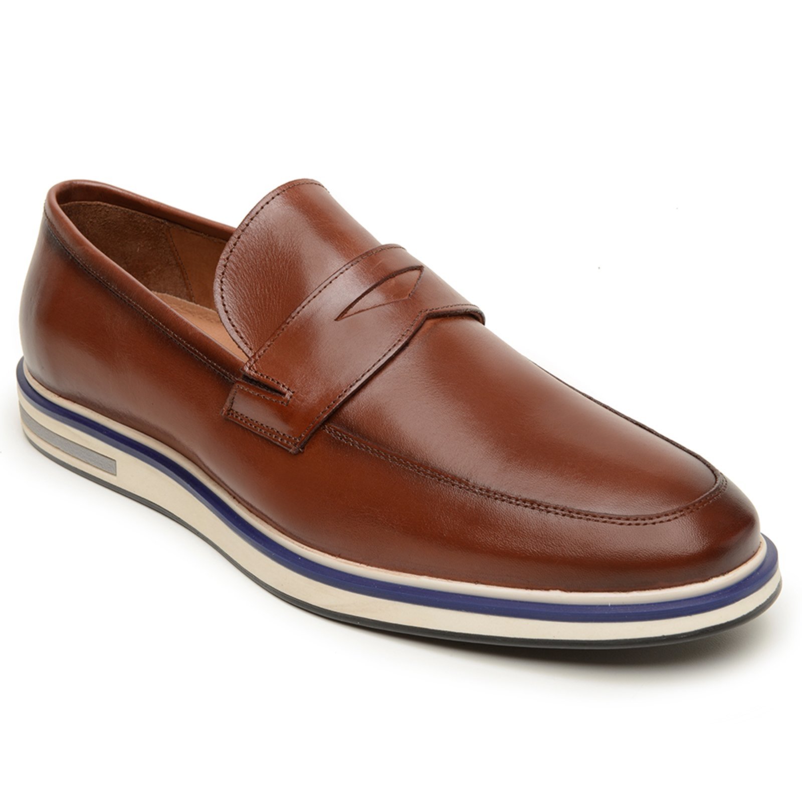 Sapato Masculino Casual Anna Andrade Em Couro Mocassim Oxford Fino Derby Conforto Marrom