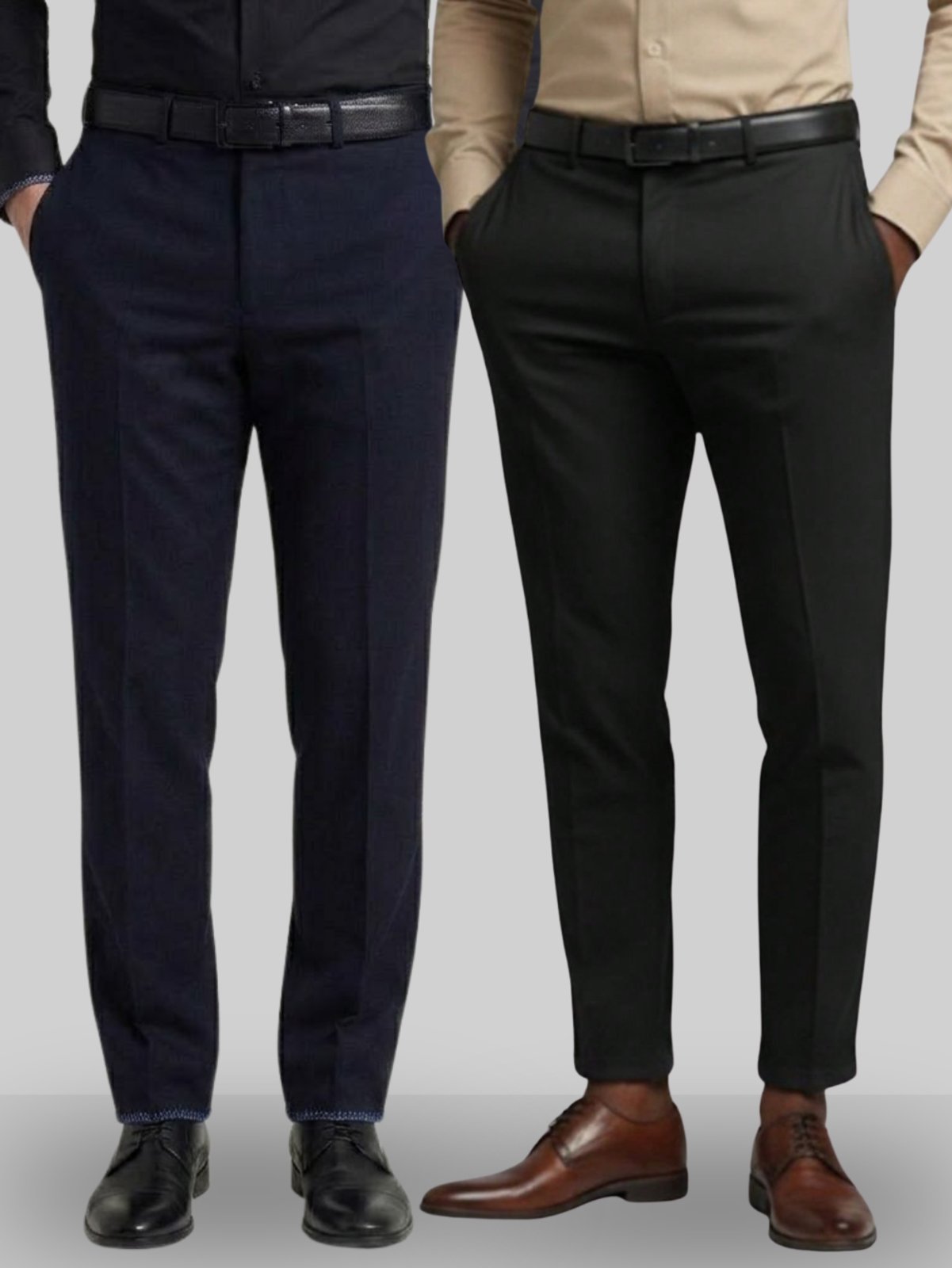 KIT Masculino de 2 Peças - Calça Social Azul Marinho e Preta