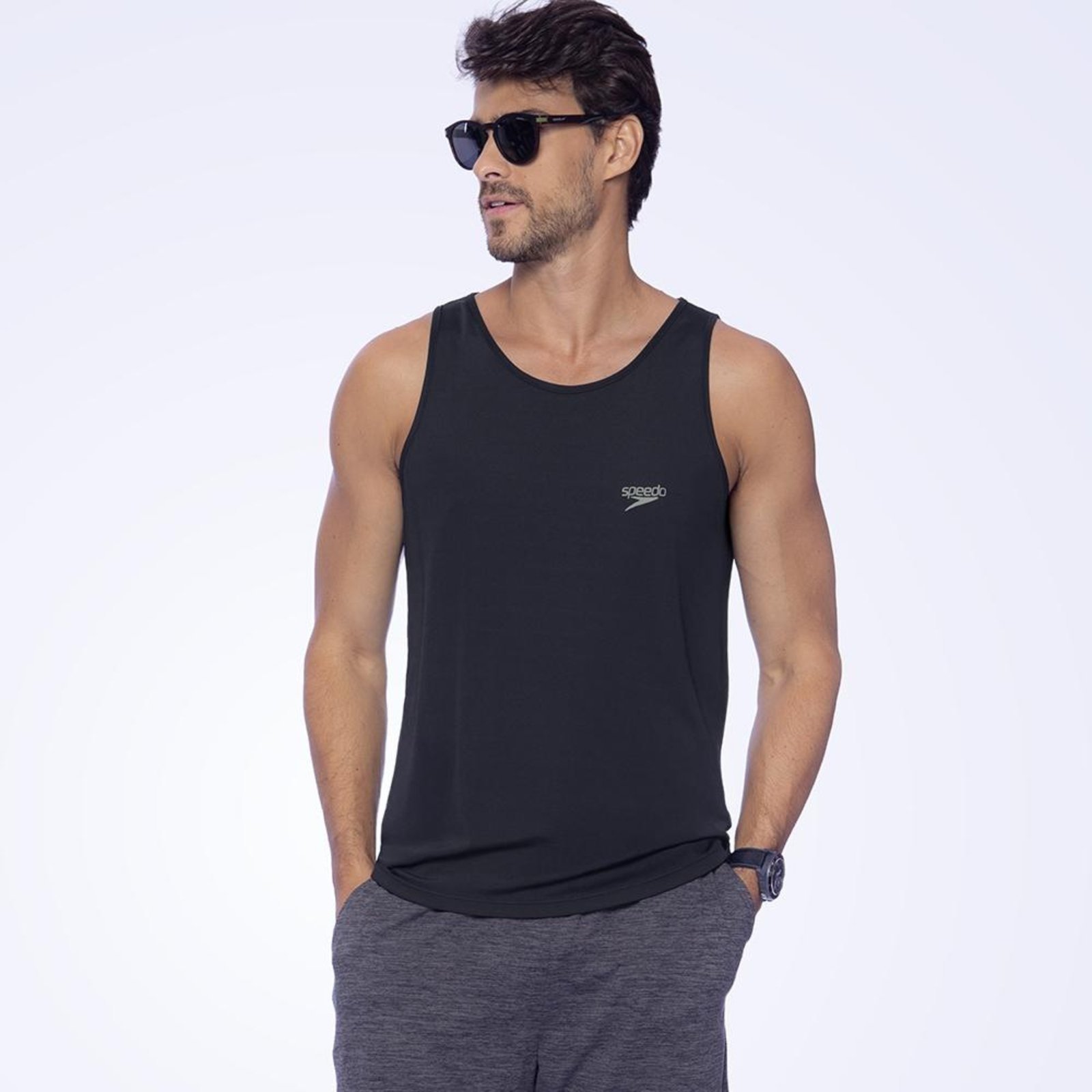 Regata Speedo Element Masculina Preto Preto