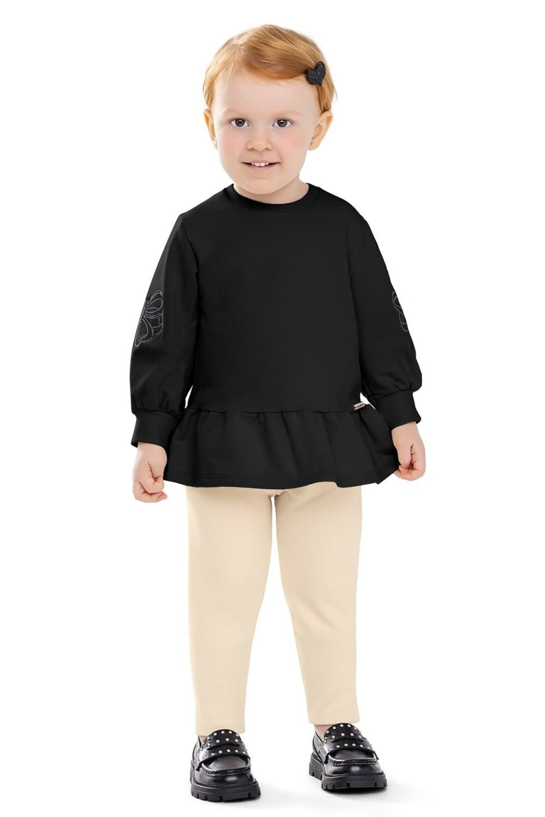 Infantil - Conjunto Menina Longo Bordado Colorittá Preto