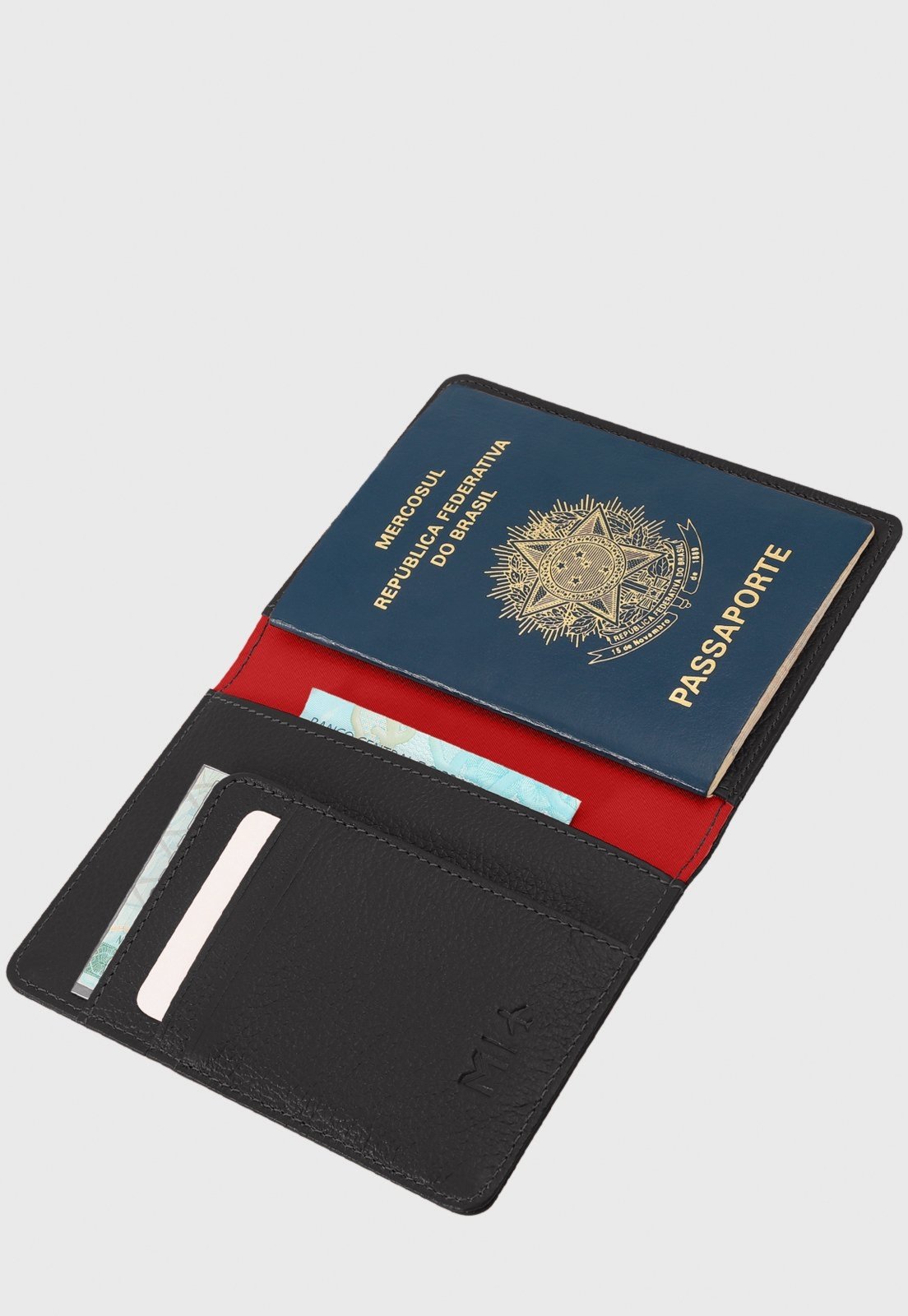 Vista 3 Porta-Passaporte Couro Mariart Proteção Antifurto RFID 740 Mariart preto