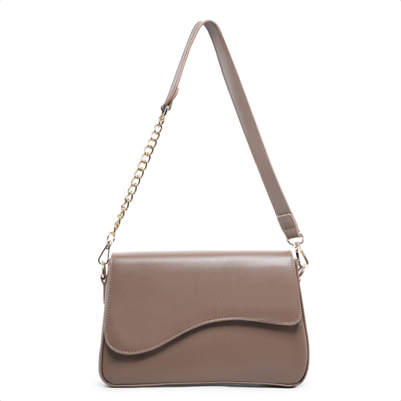 Bolsa Transversal Baguete Tendencia Couro De Ombro Social – Caqui