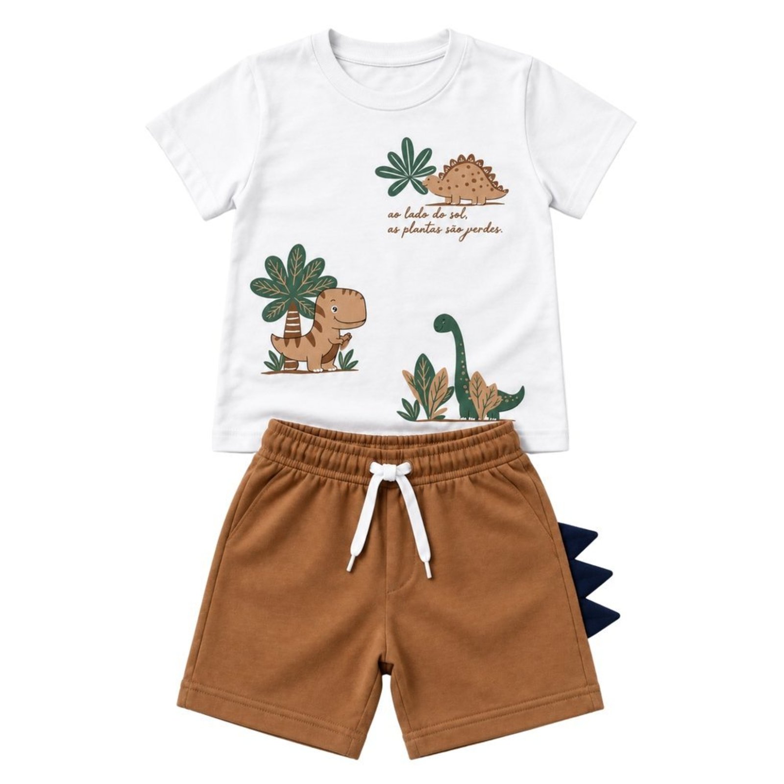 Infantil - Conjunto Menino Camiseta Meia Malha Penteada Bermuda Moletinho — foto 5
