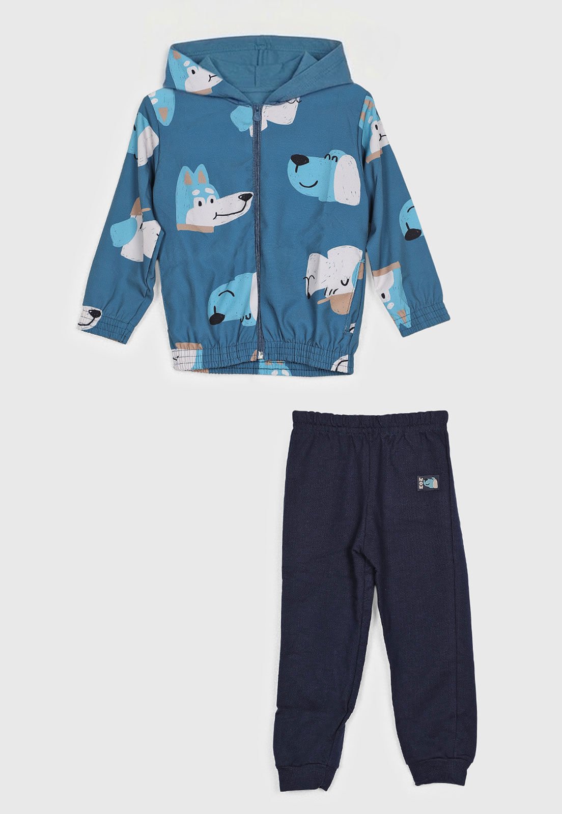 Conjunto Brandili Moletom Estampa Animais Azul