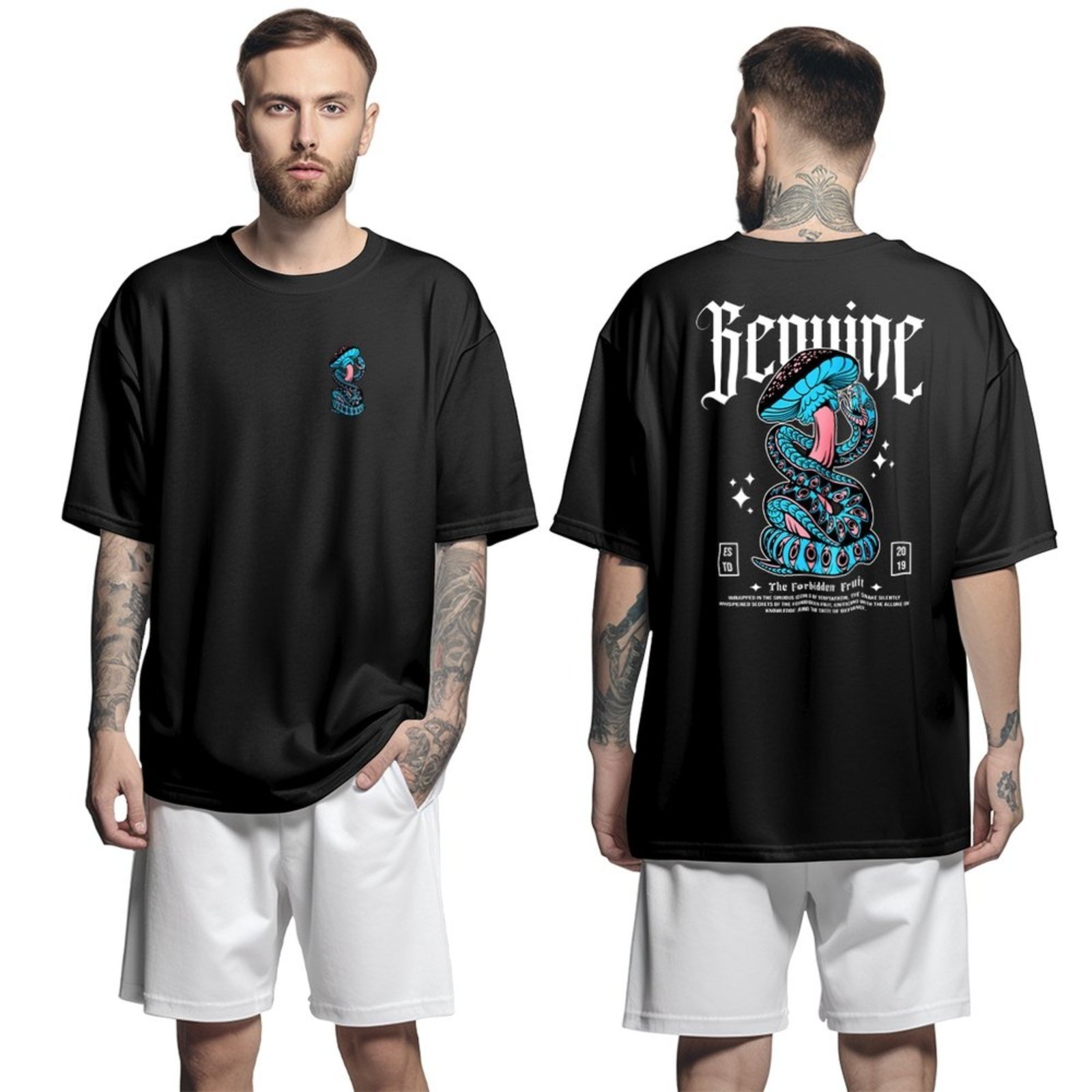 Camiseta Oversized Genuine Grit Masculina Streetwear 100% Algodão 30.1 The Forbidden Fruit – Preto – P