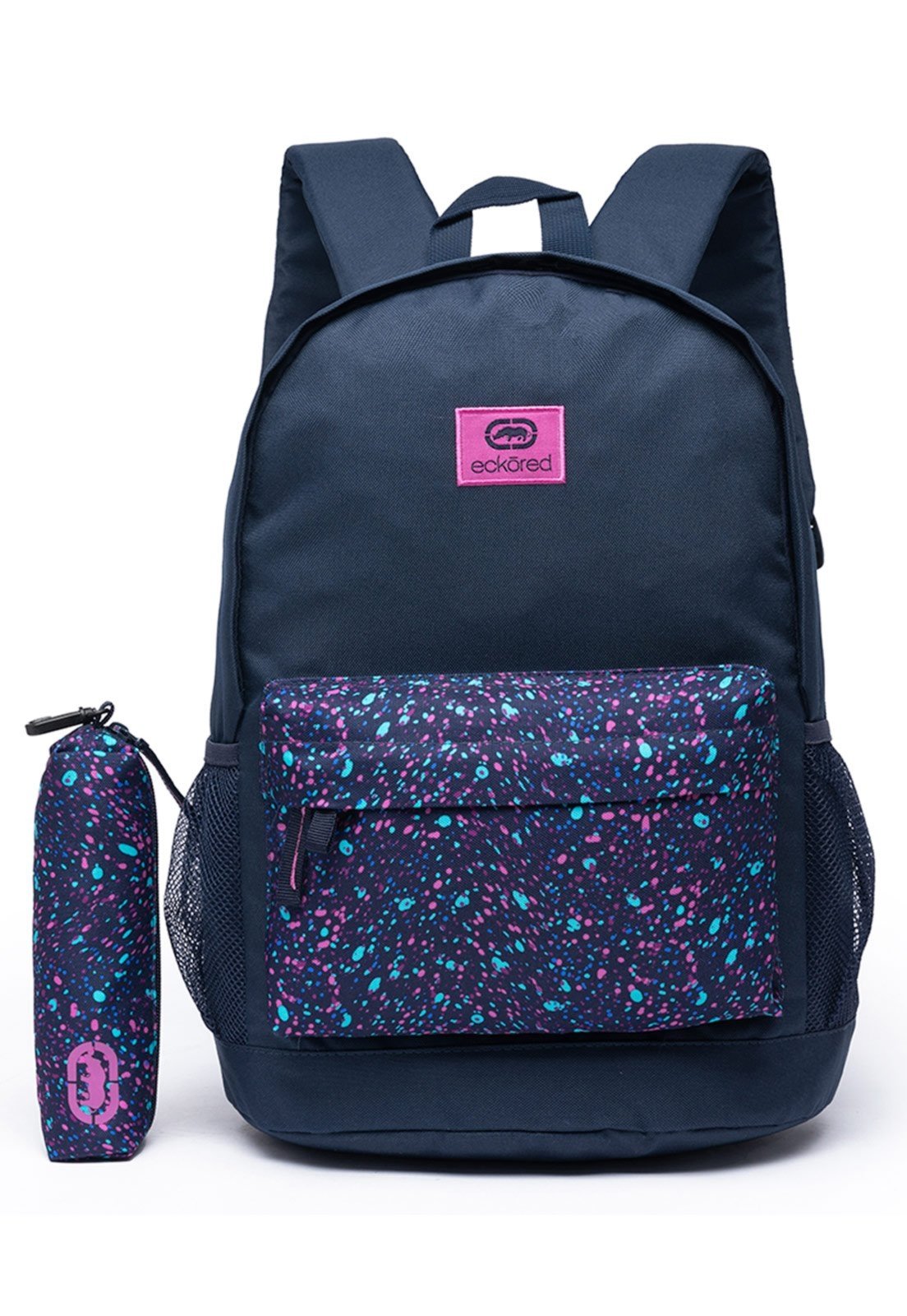 Vista 2 Mochila Feminina Ecko Estojo Casual Escolar Faculdade Original azul Ecko azul